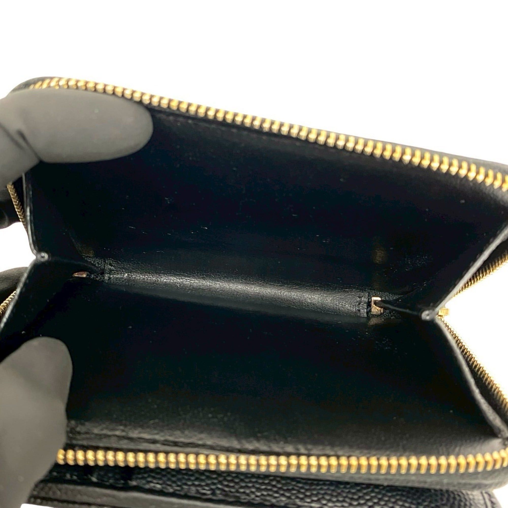 Saint Laurent Paris Yves Saint Laurent PARIS YSL Leather Bi-fold Wallet Compact Zip-Around Black 35493 Size ONE SIZE - 10 Thumbnail