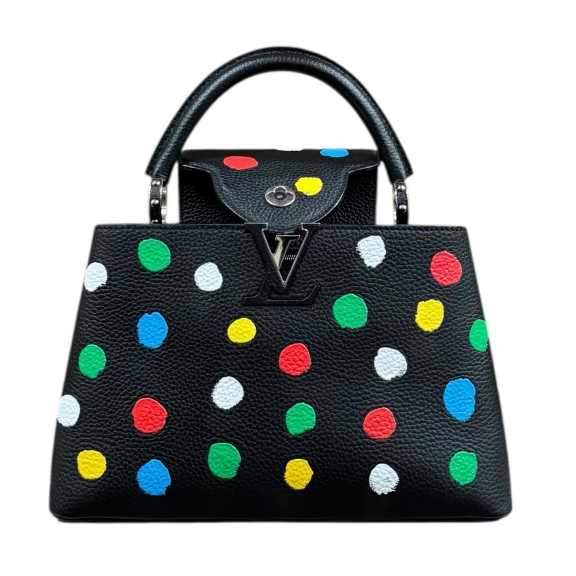 Louis Vuitton Louis Vuitton Yayoi Kusama Collaboration Dotted Capucines MM Shoulder Bag, Taurillon Leather M21663, Black, Women's, Pre-owned, 2-Way Size ONE SIZE - 3 Thumbnail