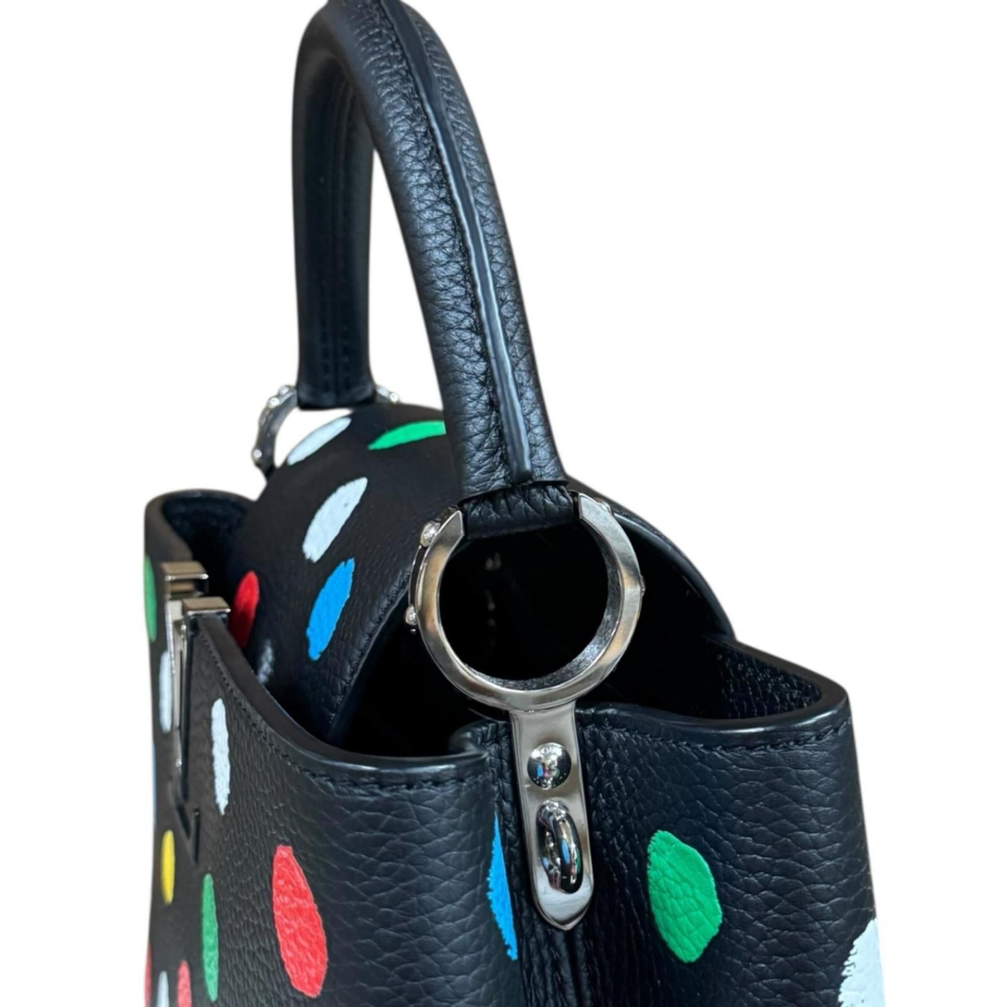 Louis Vuitton Louis Vuitton Yayoi Kusama Collaboration Dotted Capucines MM Shoulder Bag, Taurillon Leather M21663, Black, Women's, Pre-owned, 2-Way Size ONE SIZE - 10 Thumbnail