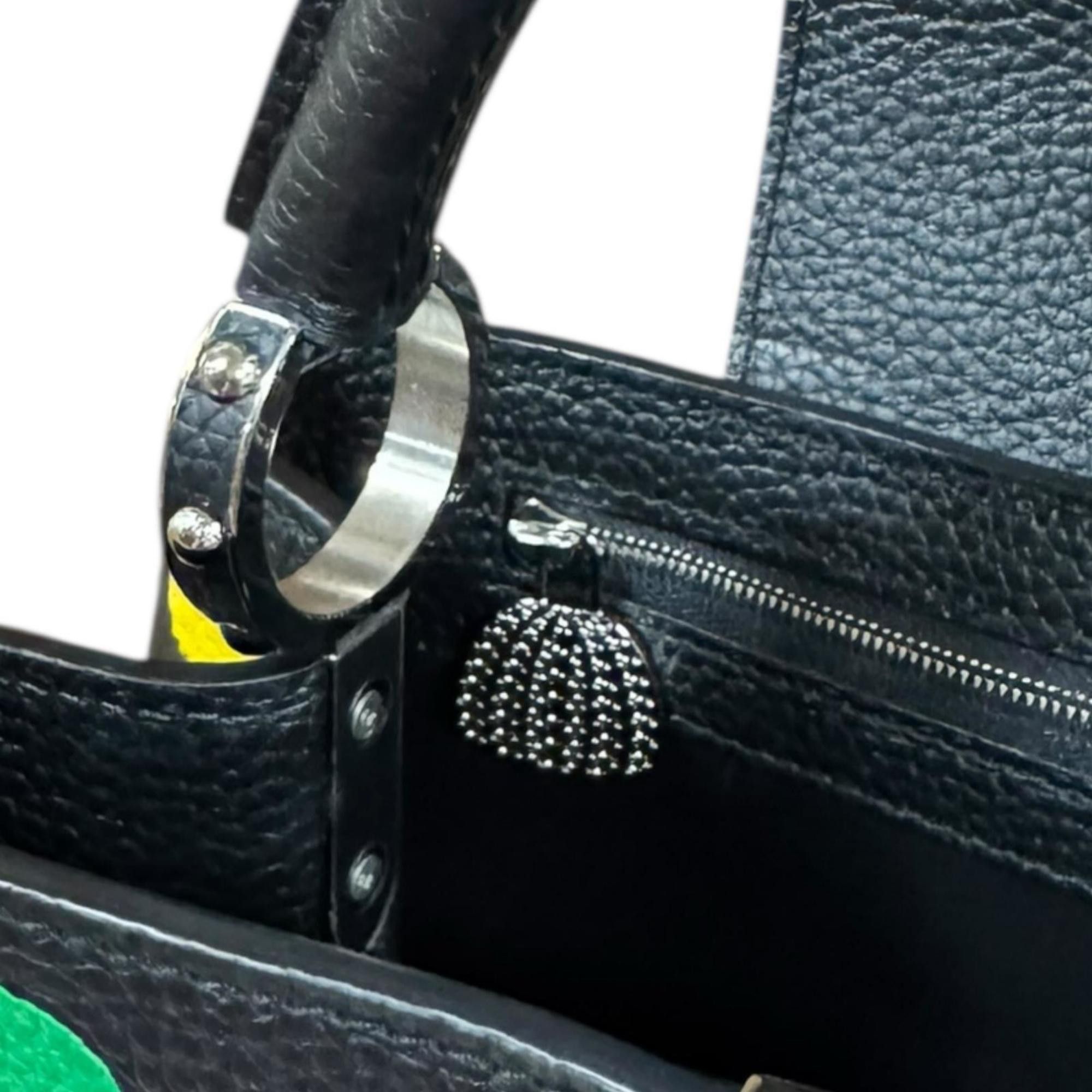 Louis Vuitton Louis Vuitton Yayoi Kusama Collaboration Dotted Capucines MM Shoulder Bag, Taurillon Leather M21663, Black, Women's, Pre-owned, 2-Way Size ONE SIZE - 8 Thumbnail