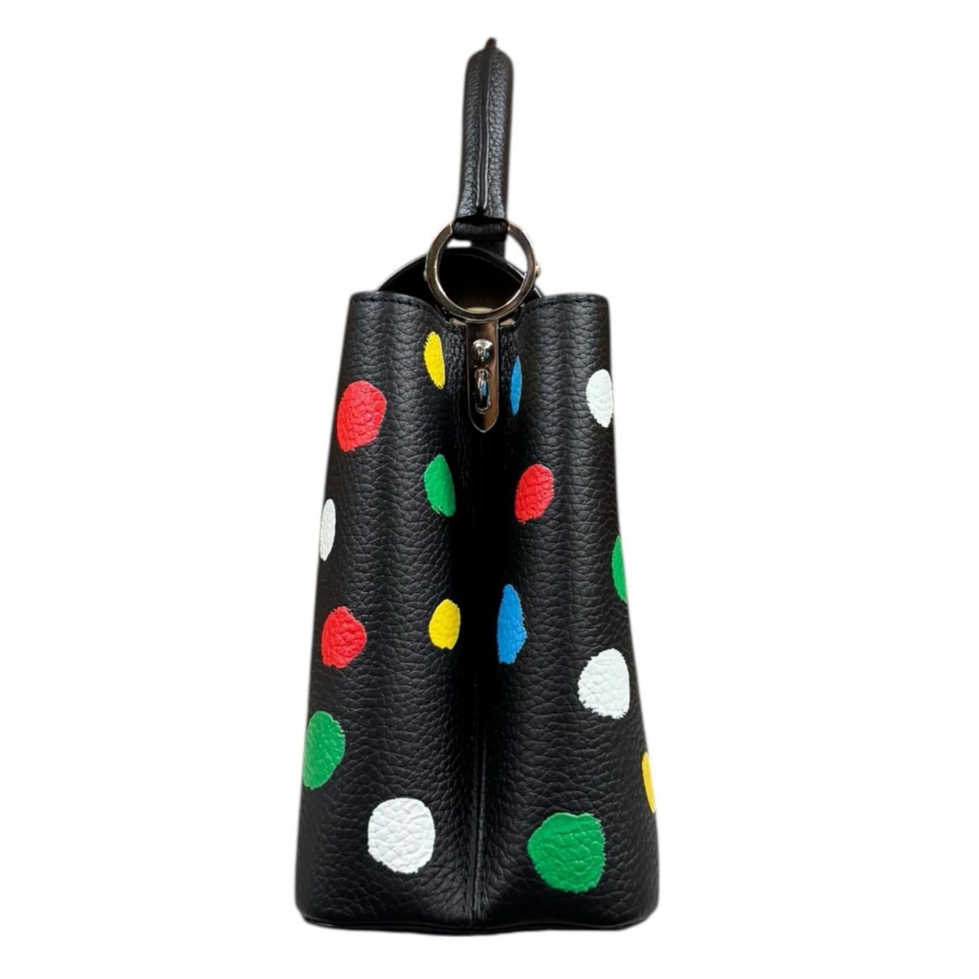 Louis Vuitton Louis Vuitton Yayoi Kusama Collaboration Dotted Capucines MM Shoulder Bag, Taurillon Leather M21663, Black, Women's, Pre-owned, 2-Way Size ONE SIZE - 5 Thumbnail