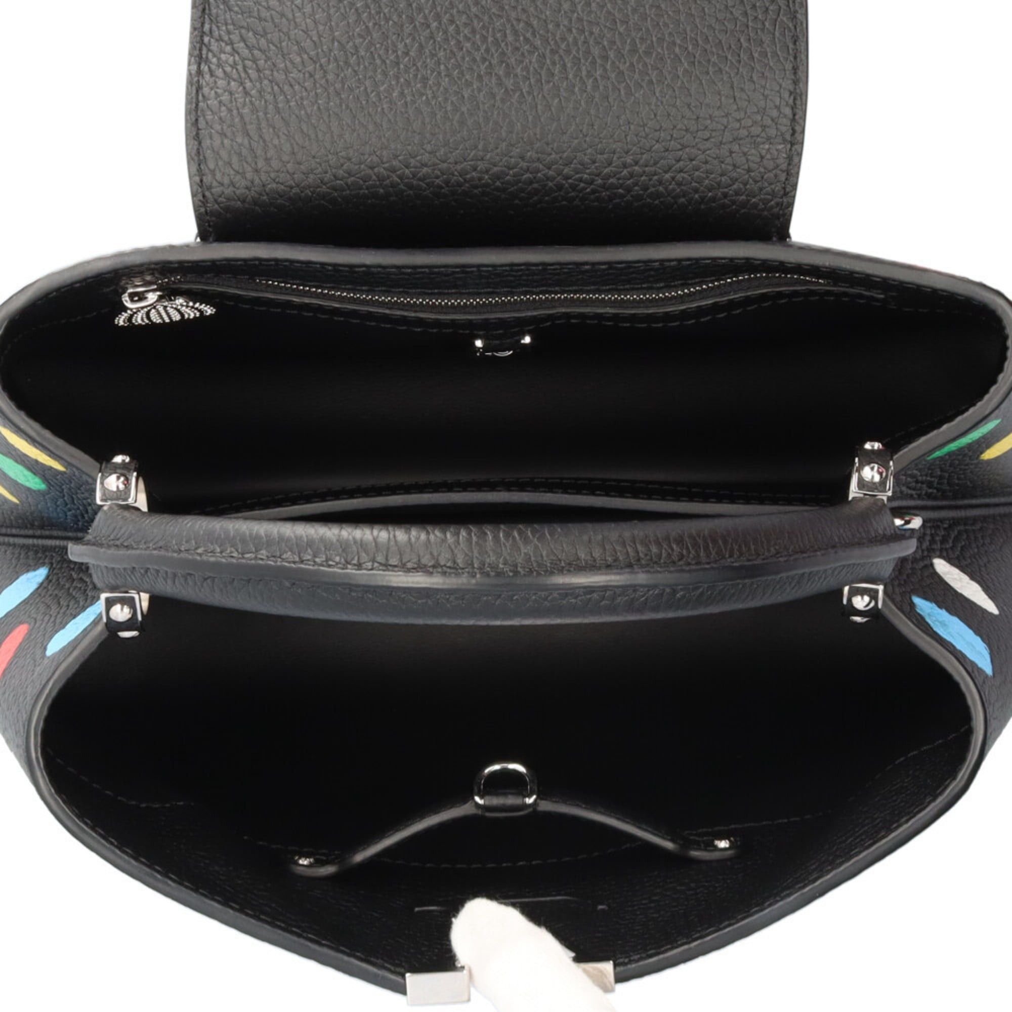 Louis Vuitton Louis Vuitton Yayoi Kusama Collaboration Dotted Capucines MM Shoulder Bag, Taurillon Leather M21663, Black, Women's, Pre-owned, 2-Way Size ONE SIZE - 7 Thumbnail