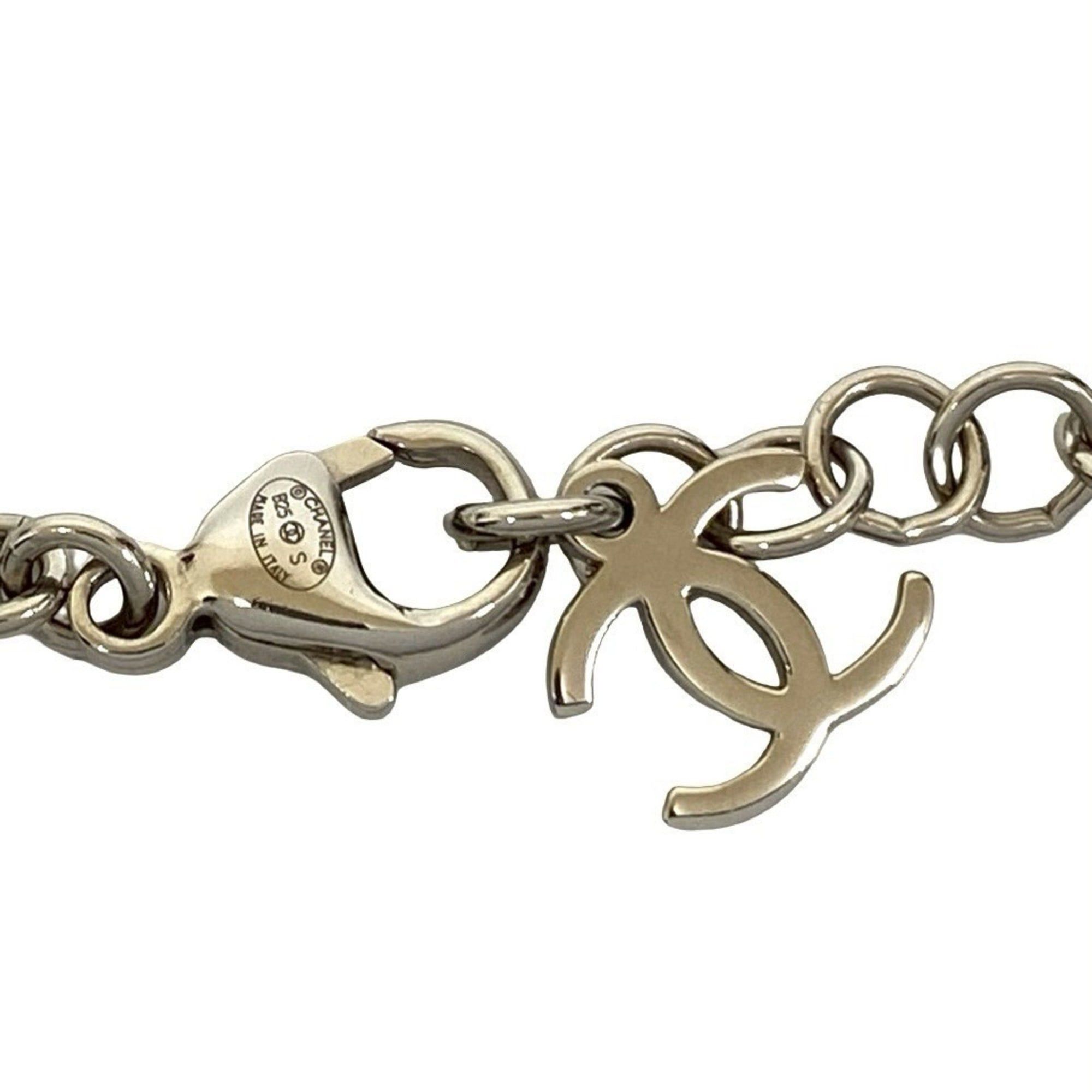 Chanel CHANEL Coco Mark motif plated rhinestone chain necklace in silver 11871 Size ONE SIZE - 4 Thumbnail