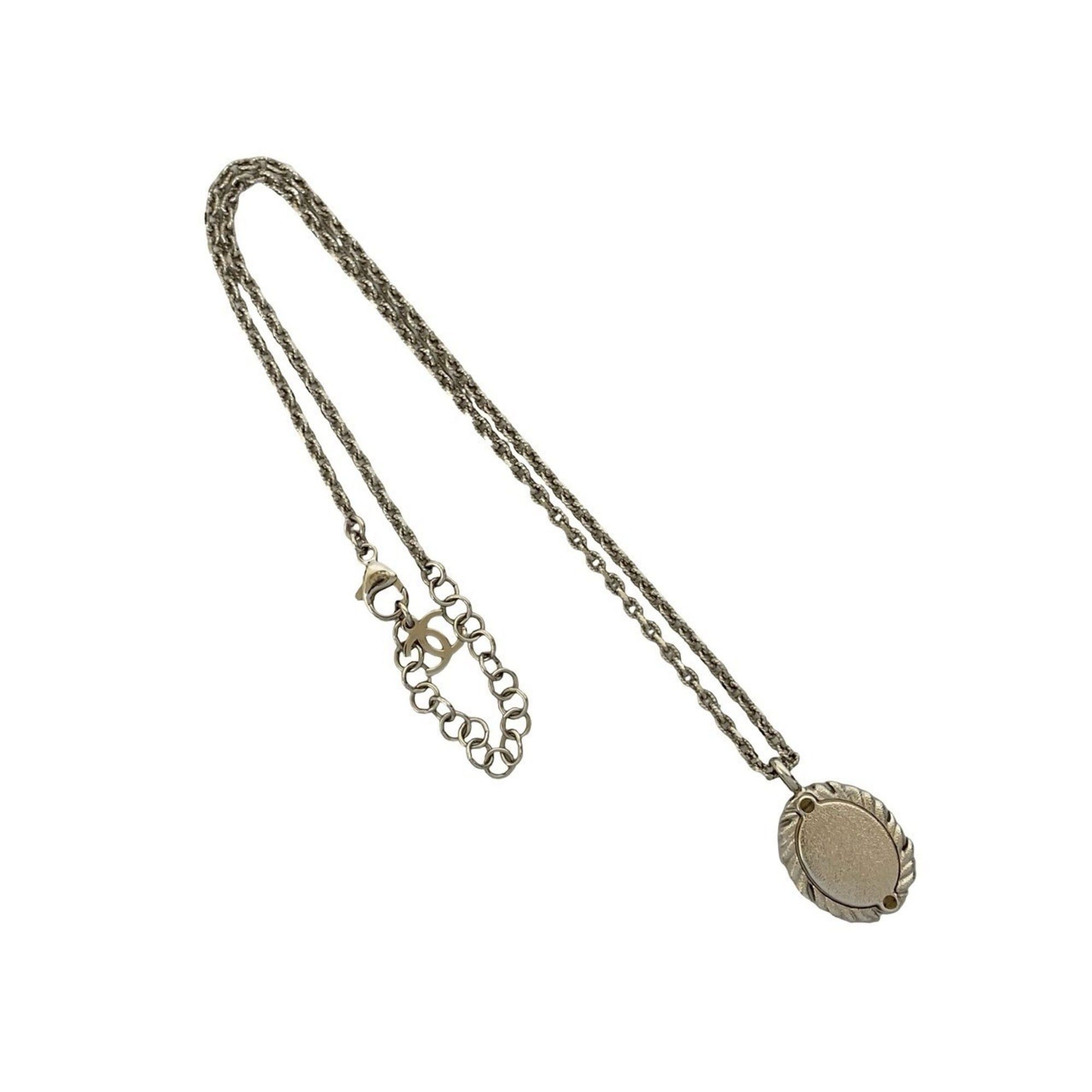 Chanel CHANEL Coco Mark motif plated rhinestone chain necklace in silver 11871 Size ONE SIZE - 5 Thumbnail