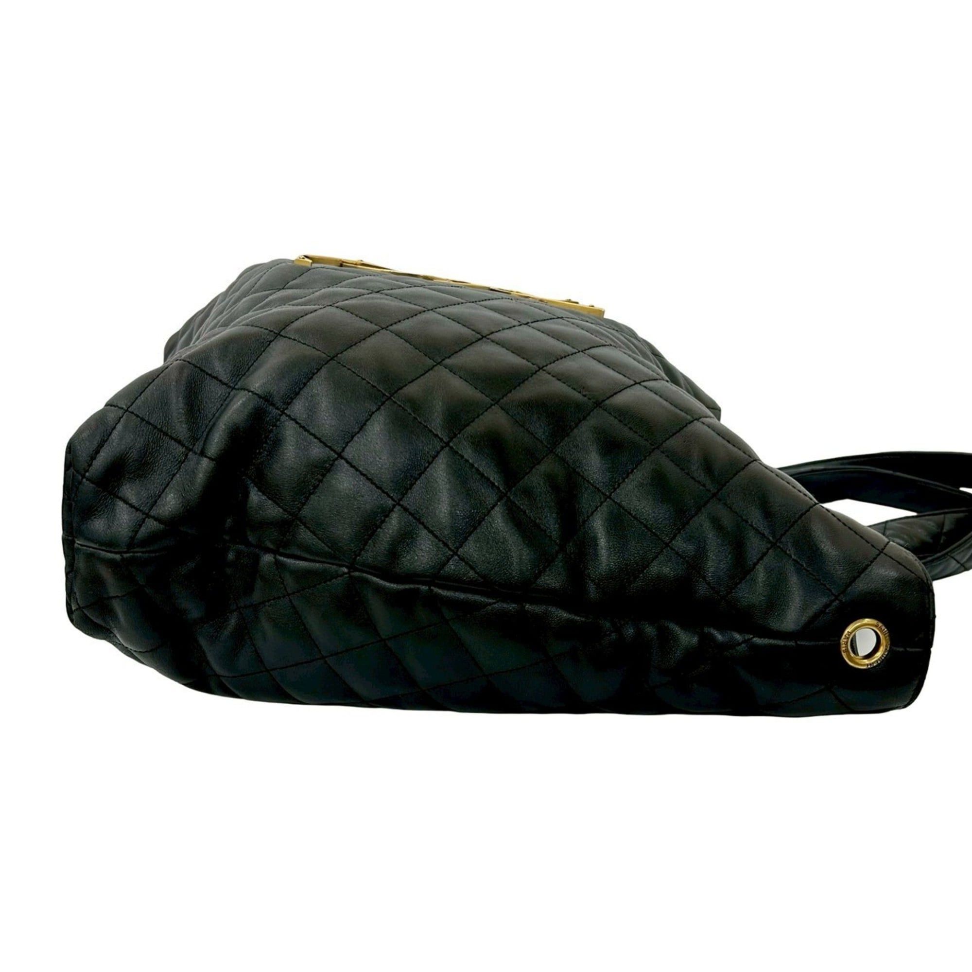 Saint Laurent Paris Yves Saint Laurent PARIS YSL Quilted Leather Tote Bag, Black, 37391 Size ONE SIZE - 6 Thumbnail