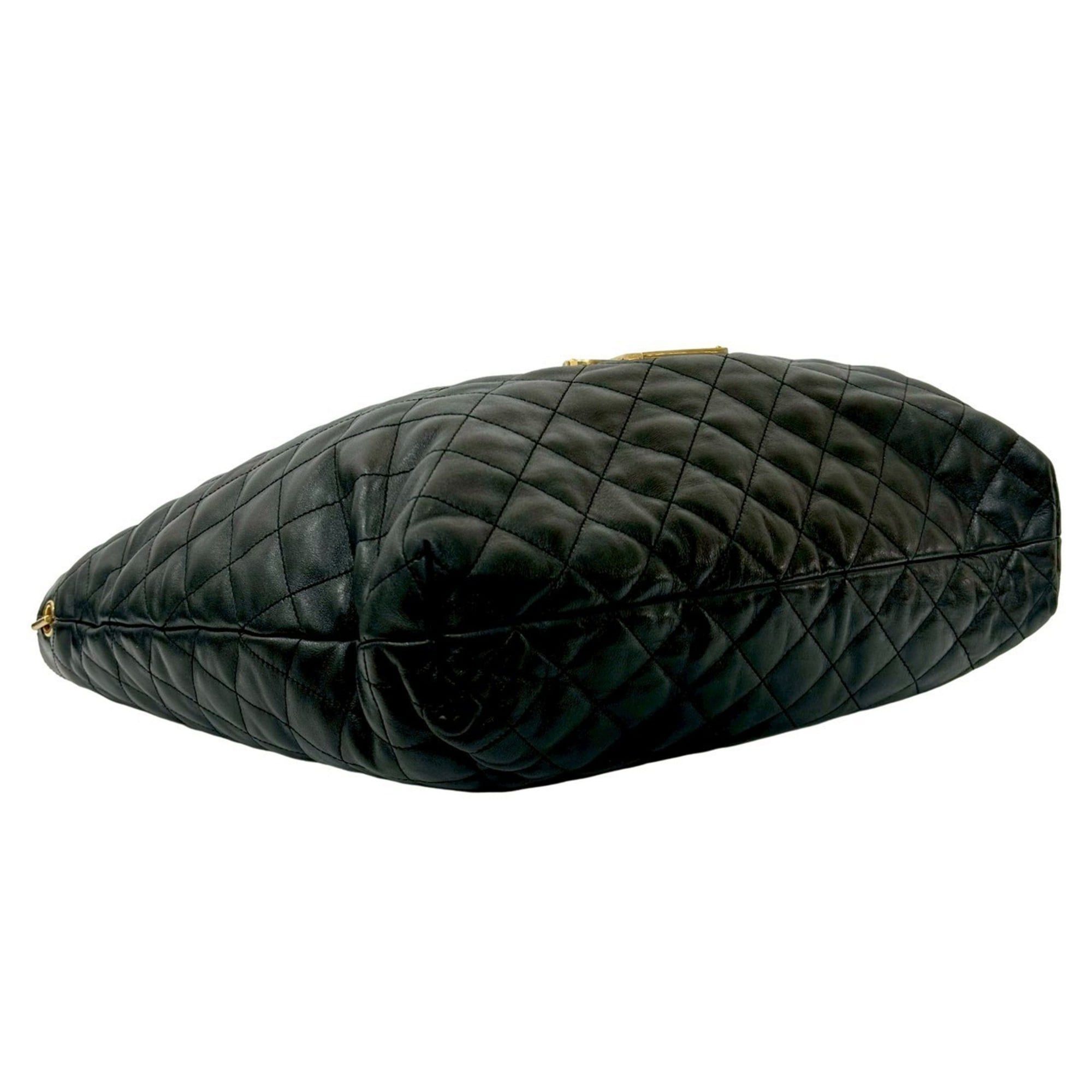 Saint Laurent Paris Yves Saint Laurent PARIS YSL Quilted Leather Tote Bag, Black, 37391 Size ONE SIZE - 7 Thumbnail