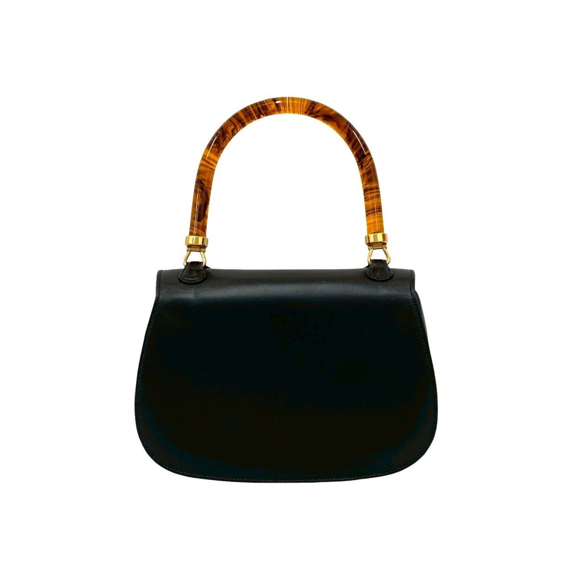 Gucci GUCCI Old Gucci Turnlock Calf Leather Handbag Tote Bag Black 41018 Size ONE SIZE - 3 Thumbnail