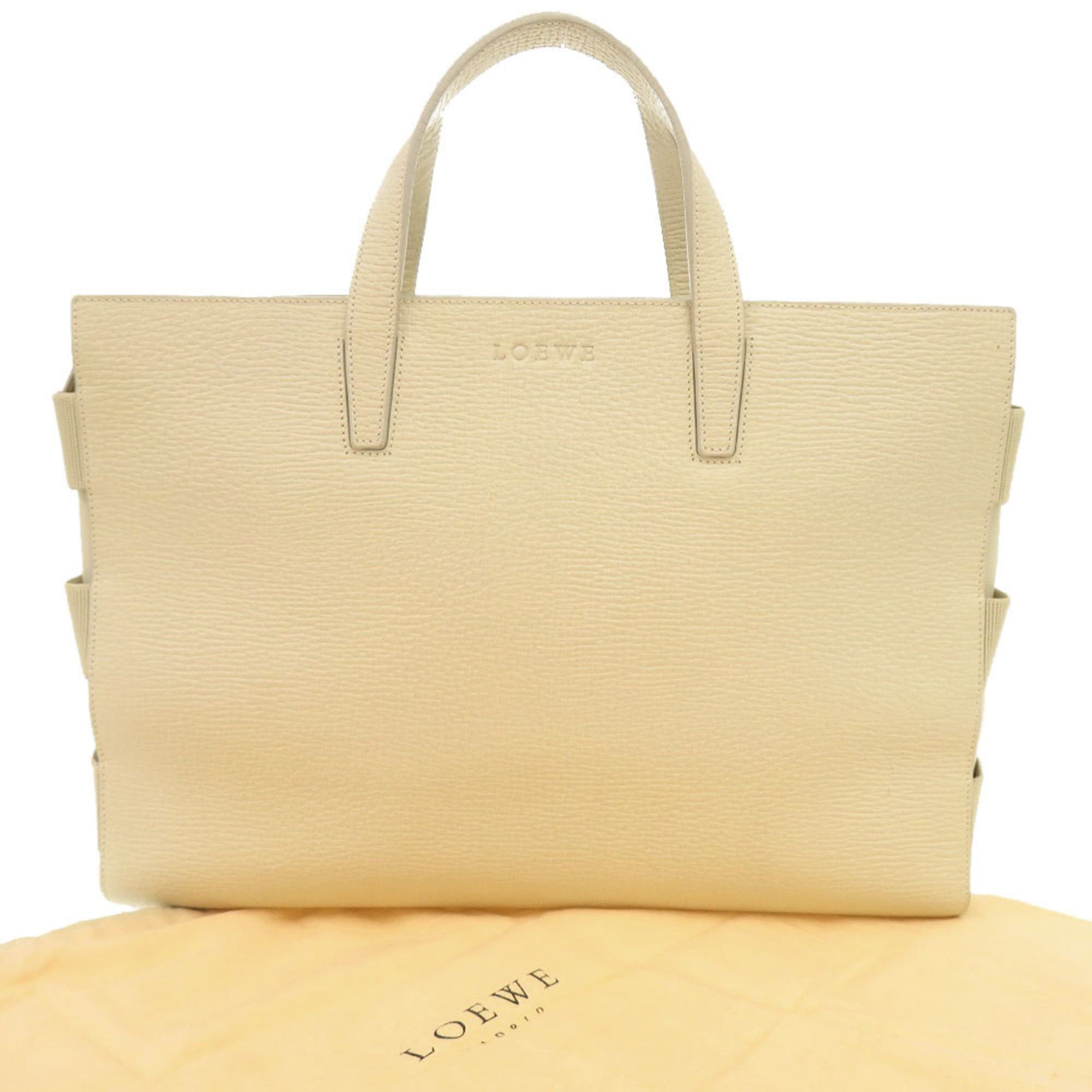 Loewe LOEWE Logo Leather Ivory Tote Bag Handbag 1329LOEWE Size ONE SIZE - 2 Thumbnail