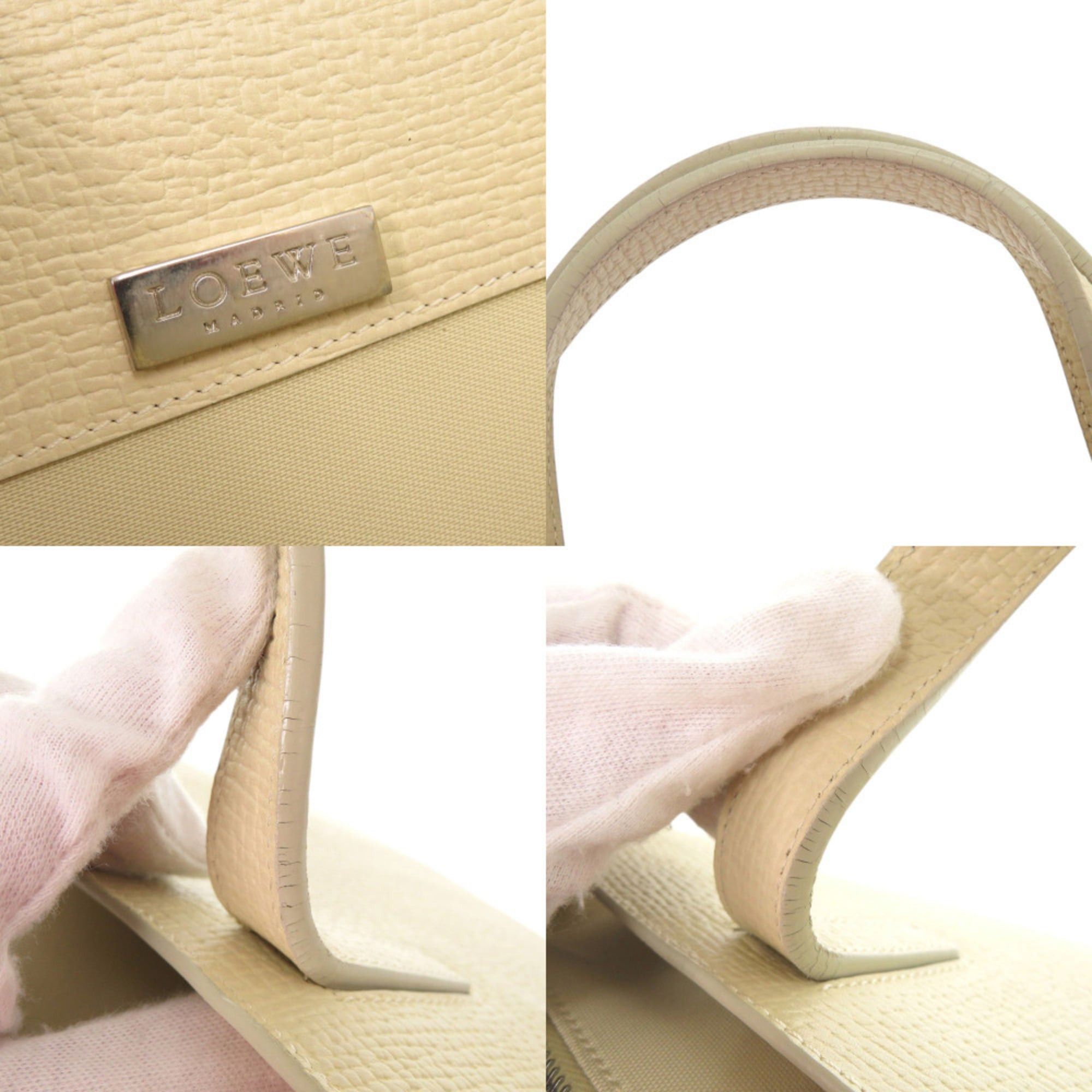 Loewe LOEWE Logo Leather Ivory Tote Bag Handbag 1329LOEWE Size ONE SIZE - 7 Thumbnail