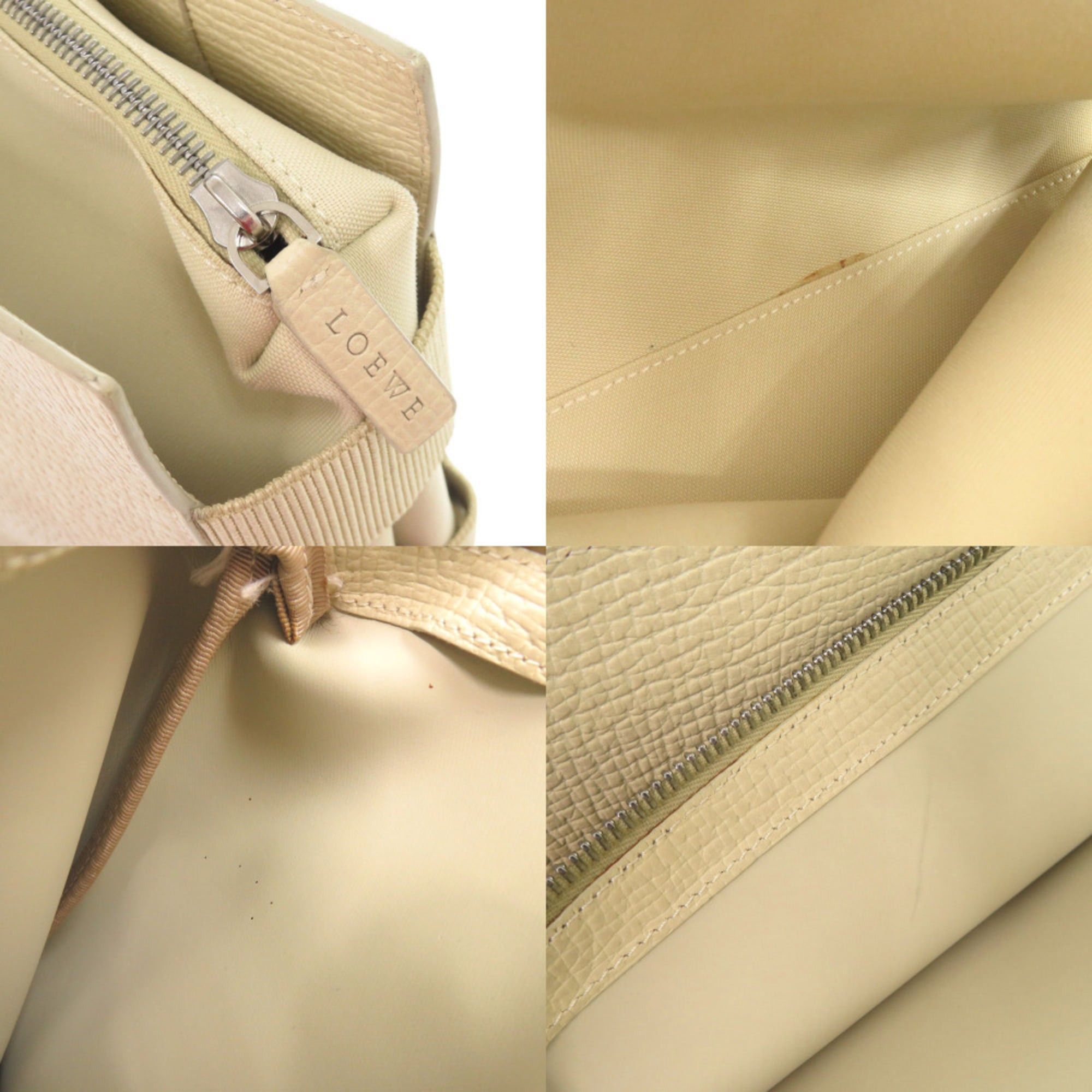 Loewe LOEWE Logo Leather Ivory Tote Bag Handbag 1329LOEWE Size ONE SIZE - 9 Thumbnail