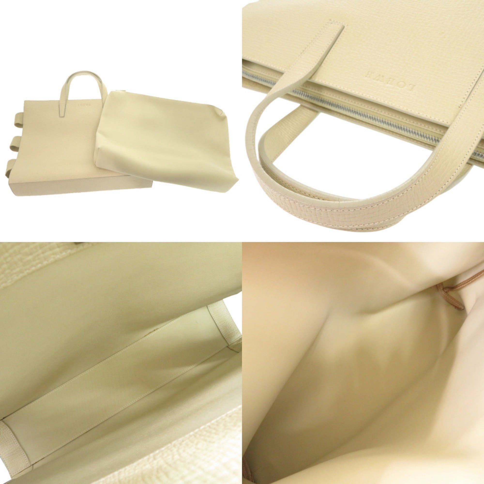 Loewe LOEWE Logo Leather Ivory Tote Bag Handbag 1329LOEWE Size ONE SIZE - 6 Thumbnail