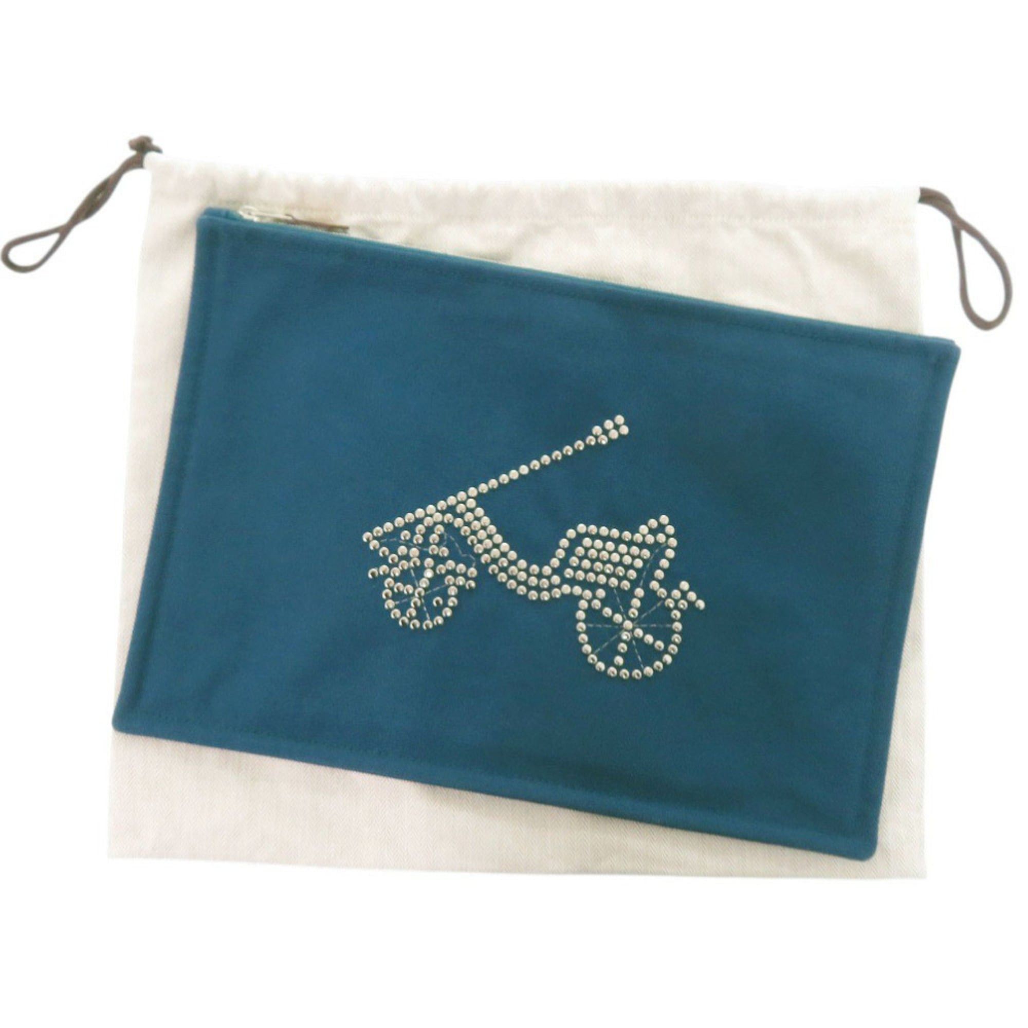 Hermes Like new Hermès Petit Duc Flat Pouch GM Cotton Blue 1233HERMES Size ONE SIZE - 2 Thumbnail