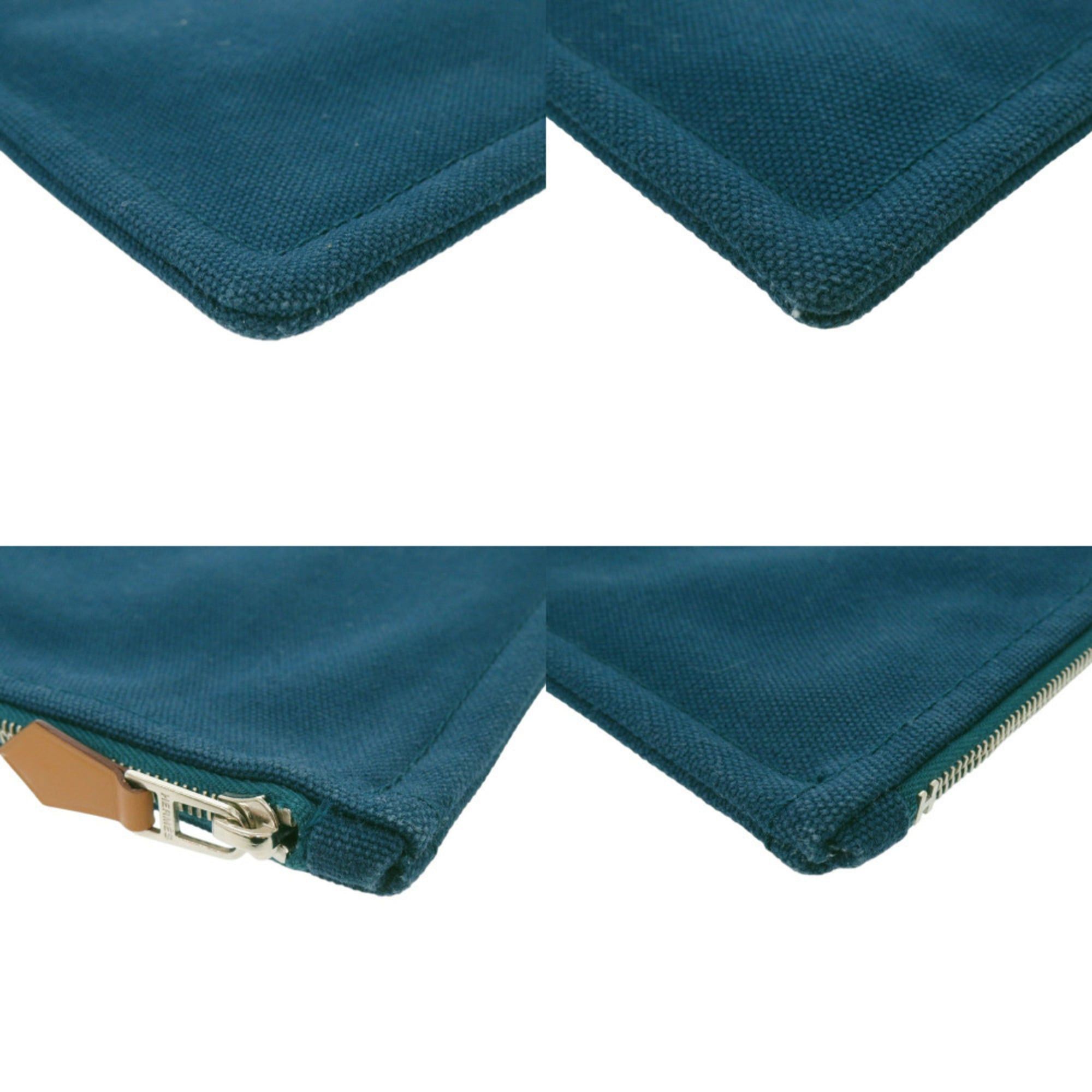 Hermes Like new Hermès Petit Duc Flat Pouch GM Cotton Blue 1233HERMES Size ONE SIZE - 4 Thumbnail