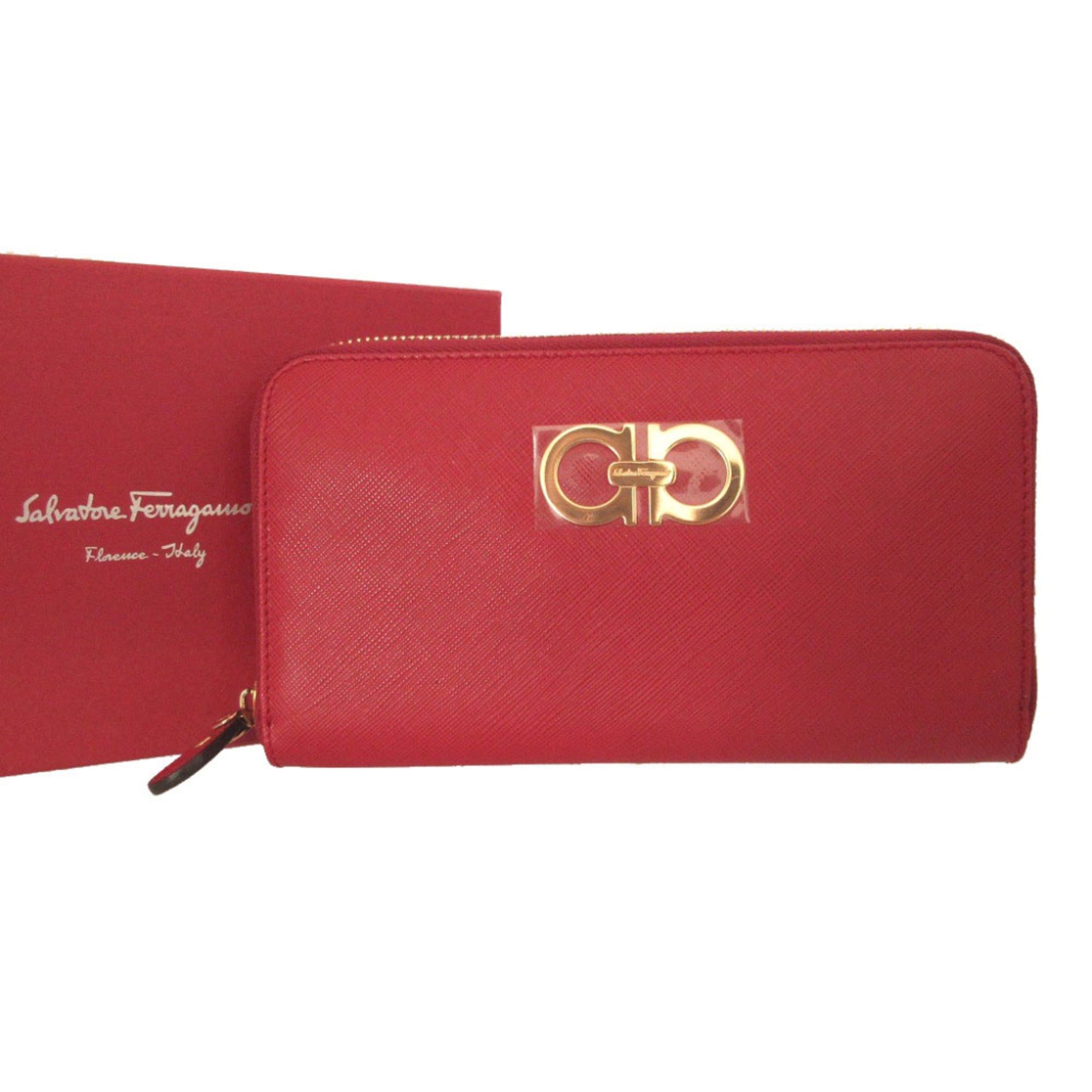 Salvatore Ferragamo Like new Salvatore Ferragamo Gancini leather red zip-around long wallet 0450Salvatore Size ONE SIZE - 2 Thumbnail