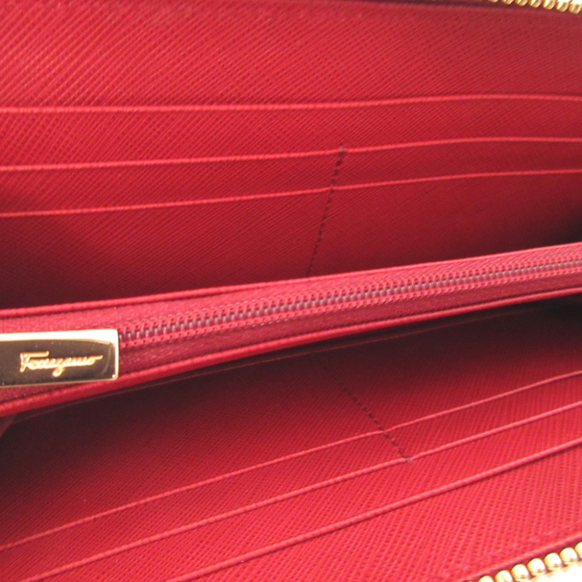 Salvatore Ferragamo Like new Salvatore Ferragamo Gancini leather red zip-around long wallet 0450Salvatore Size ONE SIZE - 4 Thumbnail