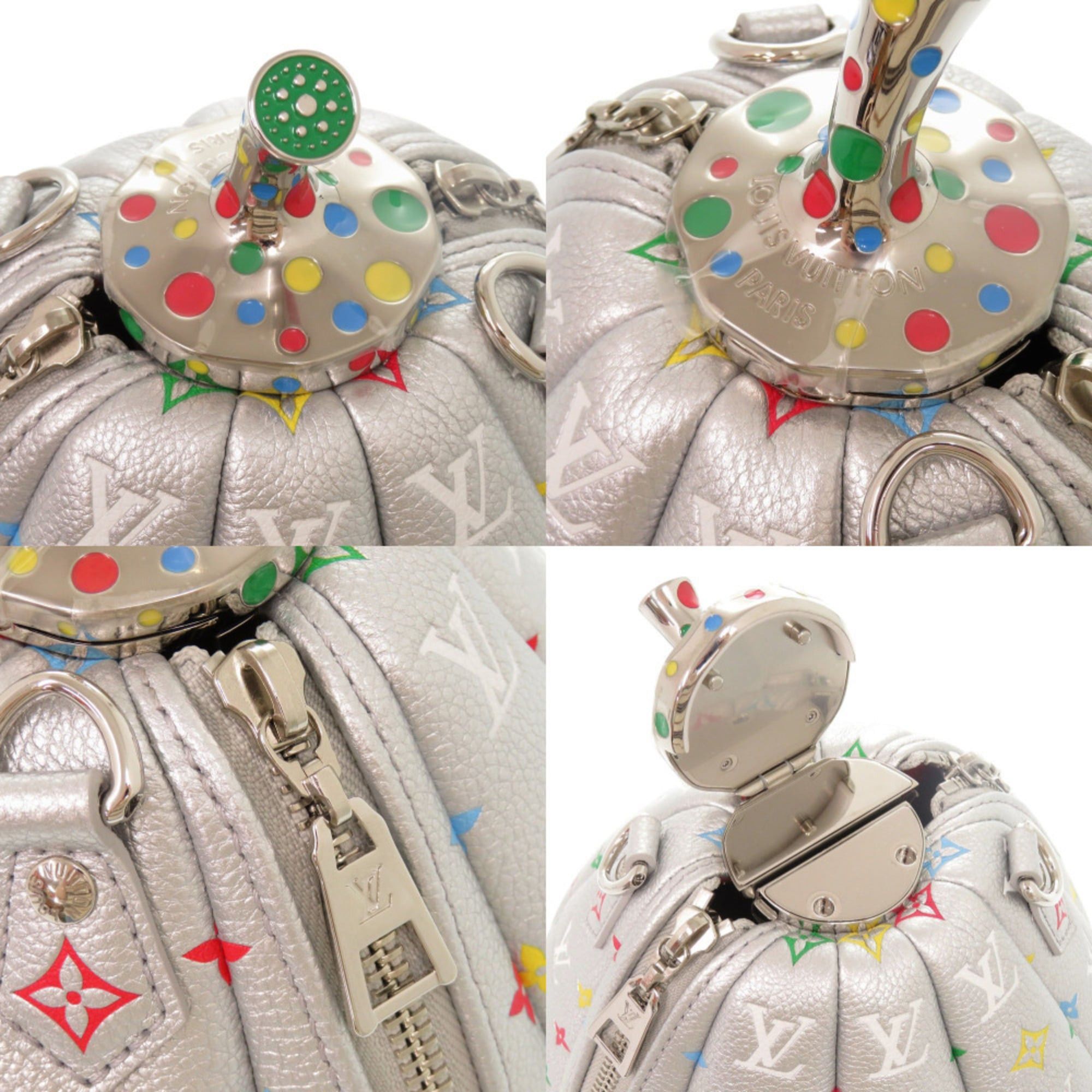 Louis Vuitton Unused Louis Vuitton x Yayoi Kusama Pumpkin Handbag M21761 IC Leather Silver Multicolor Shoulder Bag LV 1496LOUIS VUITTON Size ONE SIZE - 9 Thumbnail