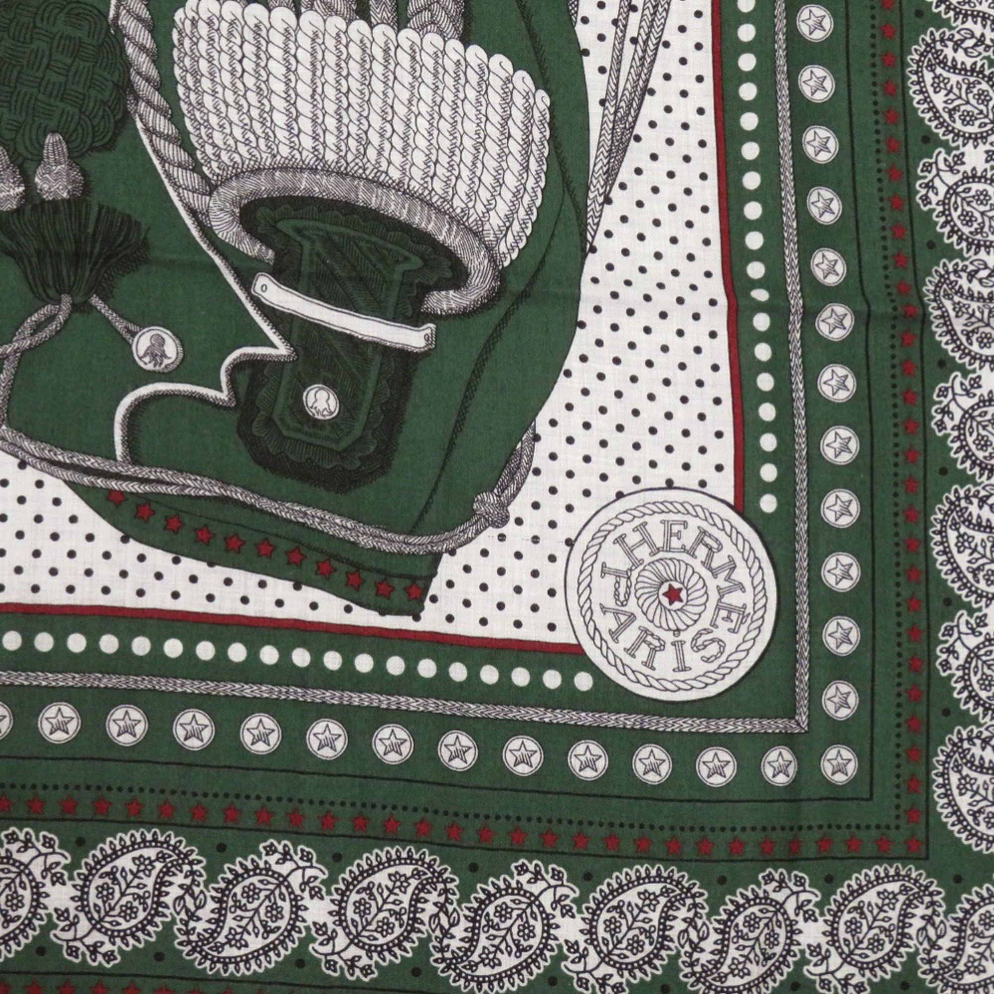 Hermes Like new Hermès Carré Geant 140 "Zouaves et Dragons" cashmere and silk verre roden burgundy green stole/scarf/muffler 0723HERMES Size ONE SIZE - 2 Thumbnail