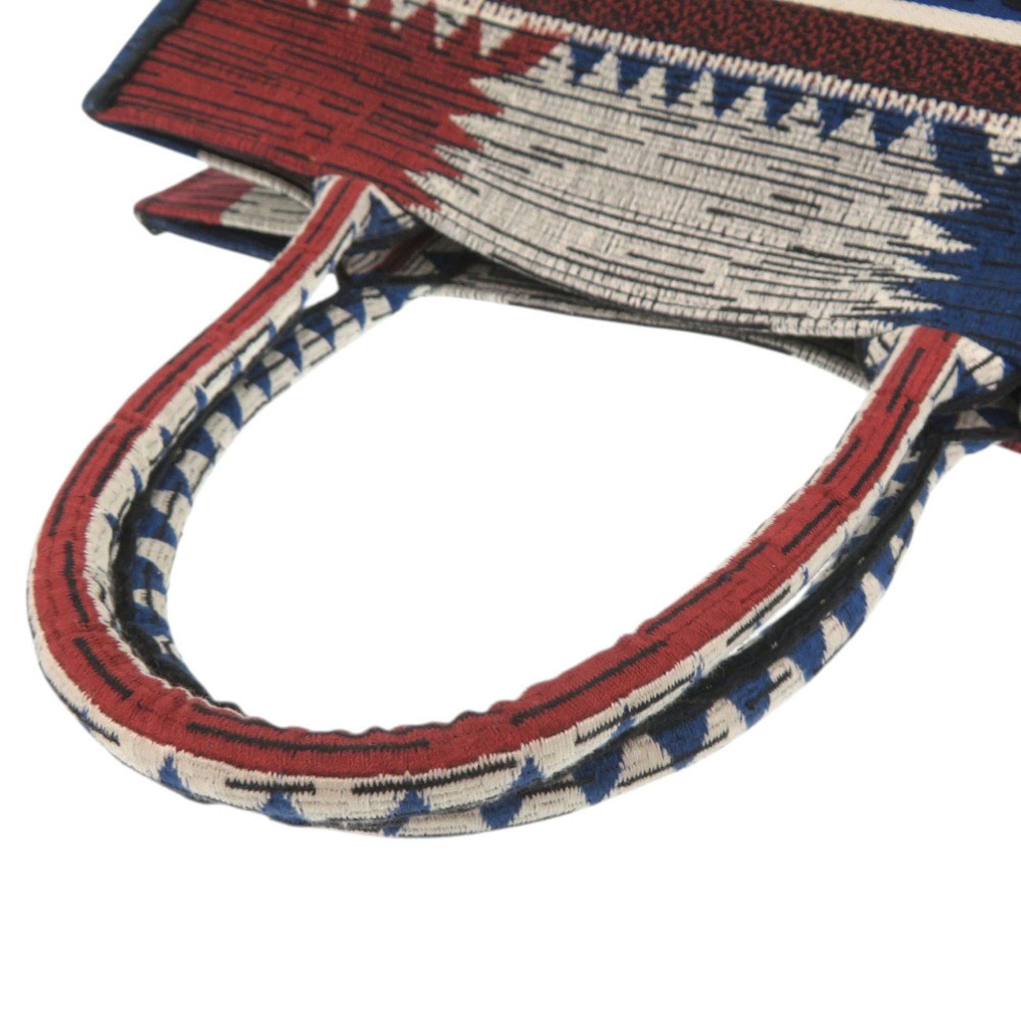 Dior Christian Dior Book Tote Medium French Flag Canvas Blue and Red Bag 0943 Size ONE SIZE - 5 Thumbnail