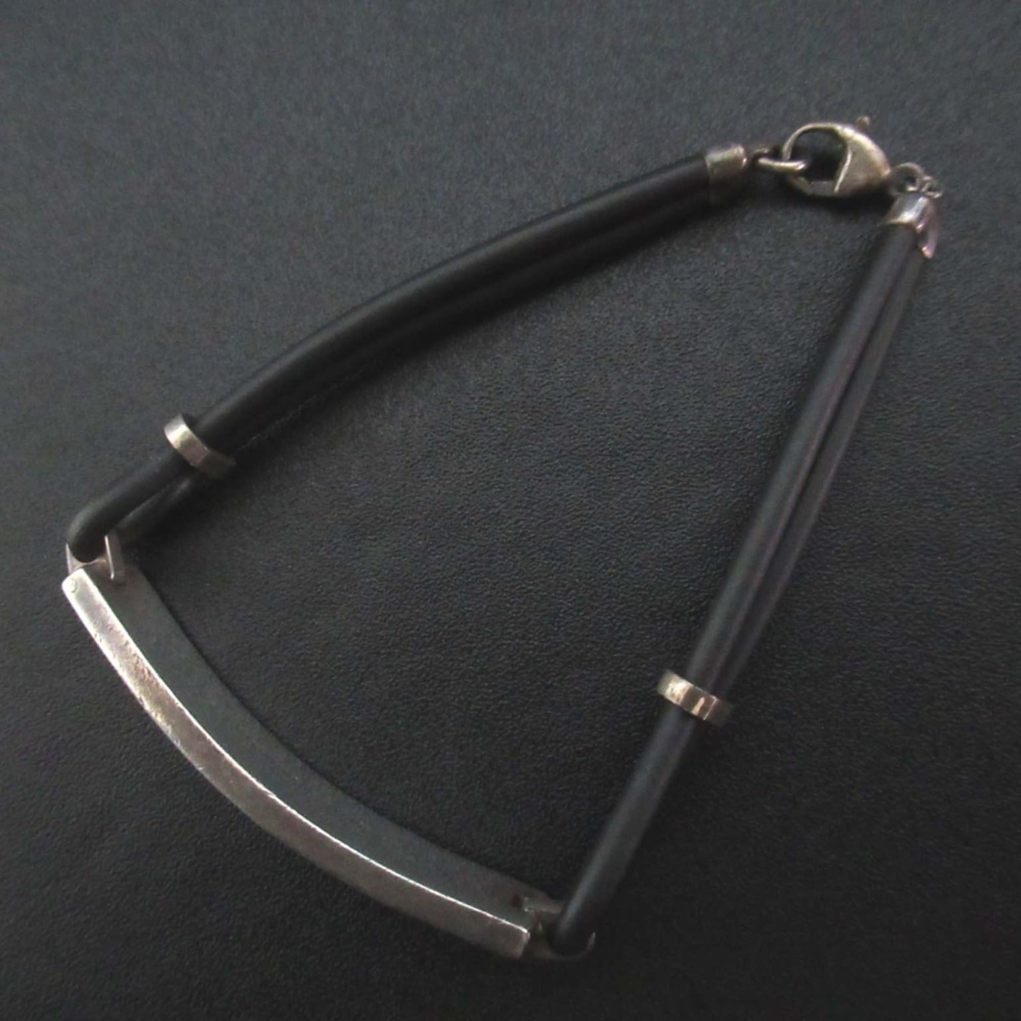 Tiffany & Co. Tiffany & Co. Atlas Rubber Bracelet 925SV Silver x Black for Men and Women Size ONE SIZE - 3 Thumbnail