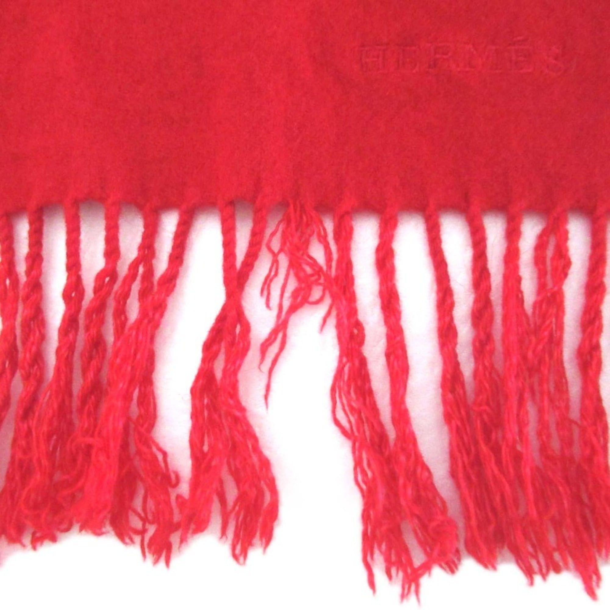 Hermes HERMES 100% Cashmere Large Scarf Shawl Red Men's Women's Size ONE SIZE - 6 Thumbnail