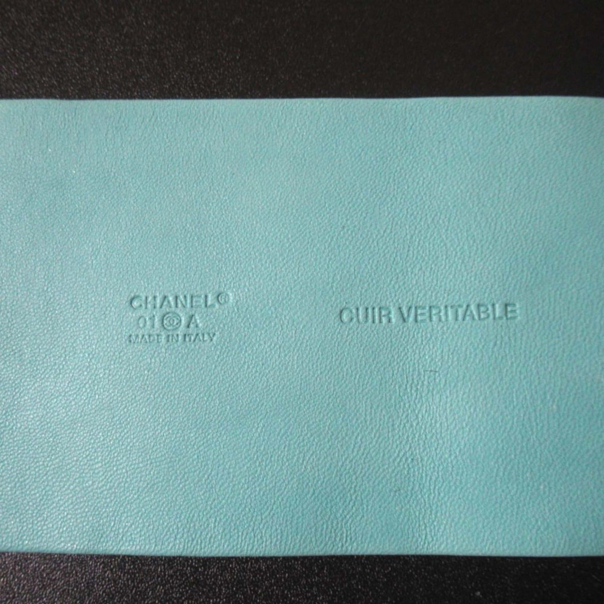 Chanel 01A CHANEL Harako Leather Wide Bangle Bracelet, Black x Blue, Women's Size ONE SIZE - 6 Thumbnail