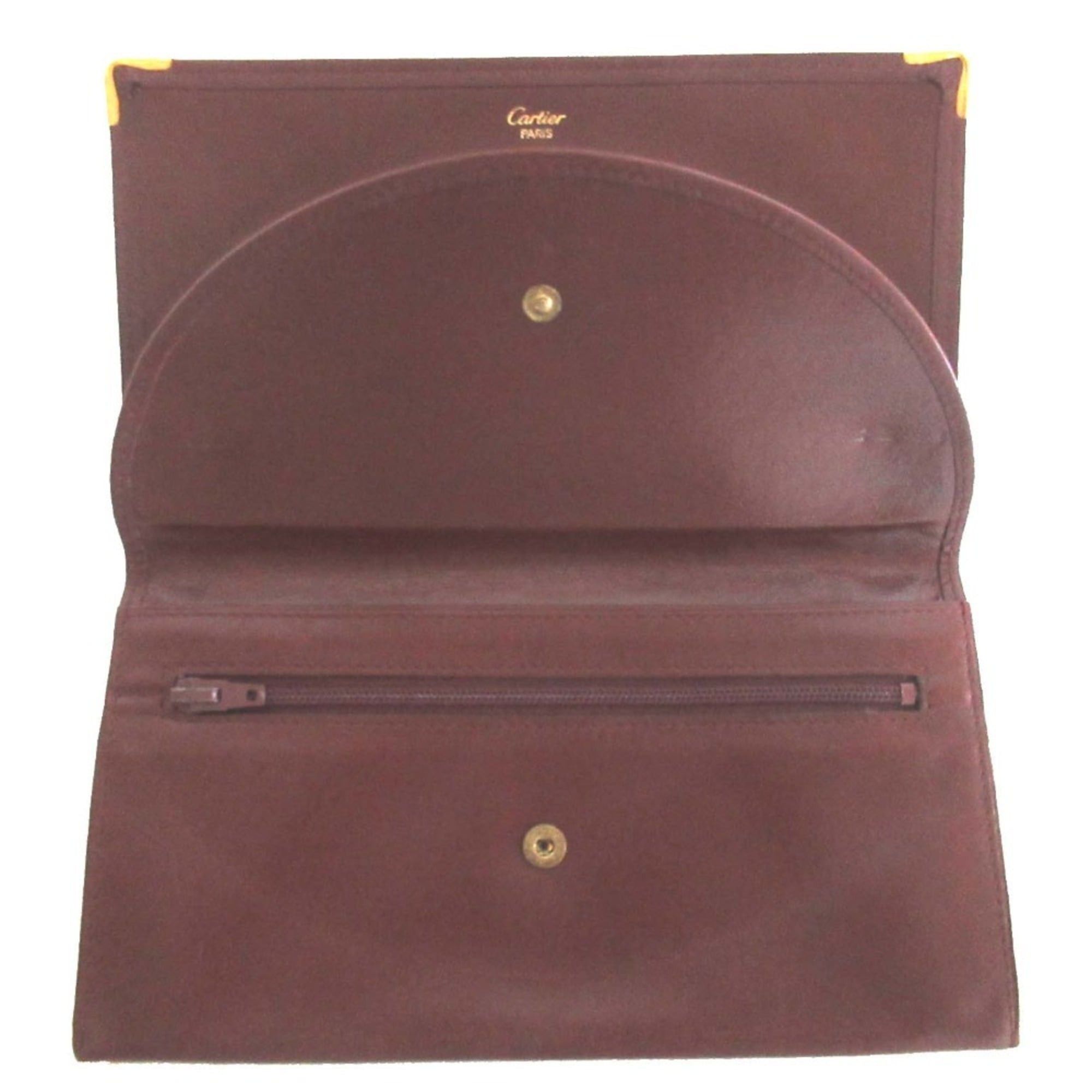 Cartier Cartier Must Line Bifold Long Wallet with Bill Compartment and Coin Purse, Bordeaux, for Men Women Size ONE SIZE - 3 Thumbnail