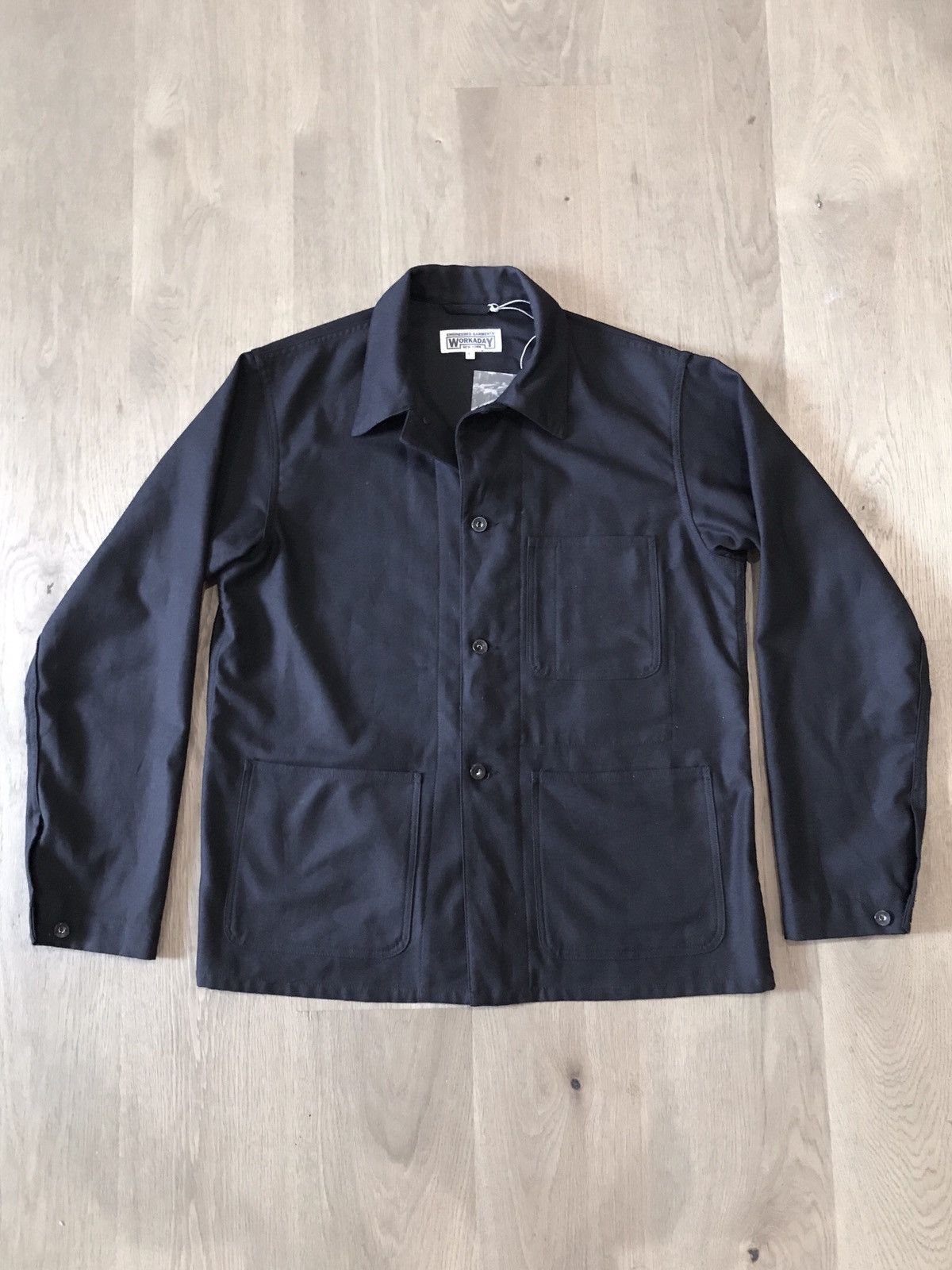 EG Workaday Utility Jacket Black Reverse Sateen Large L BNWT