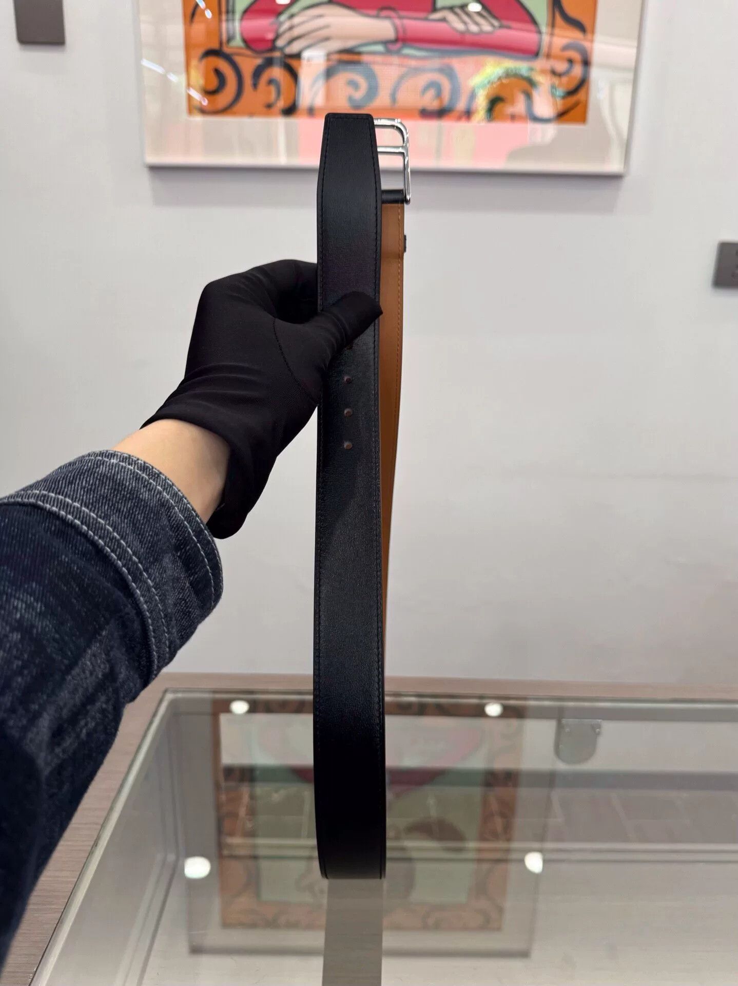 Hermes Hermes Romain 3.5cm Black Belt 90 Size ONE SIZE - 3 Thumbnail