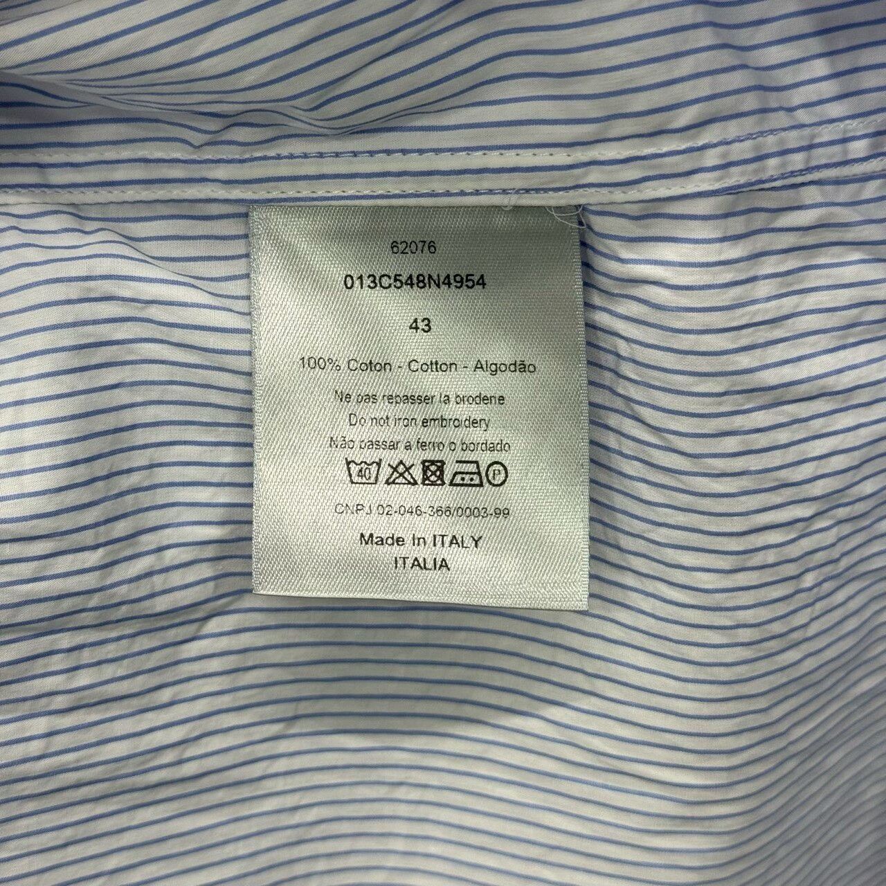 Dior Dior Blue Stripe Embroidered Logo Short-Sleeve Shirt Size US M / EU 48-50 / 2 - 4 Thumbnail
