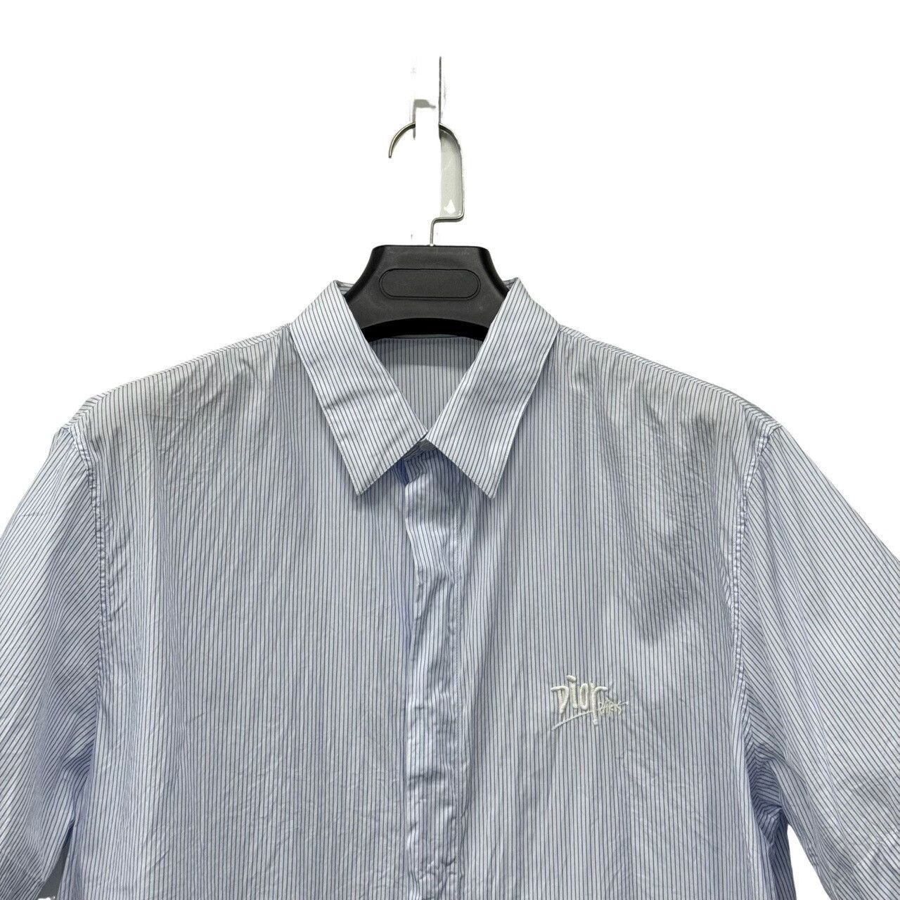 Dior Dior Blue Stripe Embroidered Logo Short-Sleeve Shirt Size US M / EU 48-50 / 2 - 3 Thumbnail