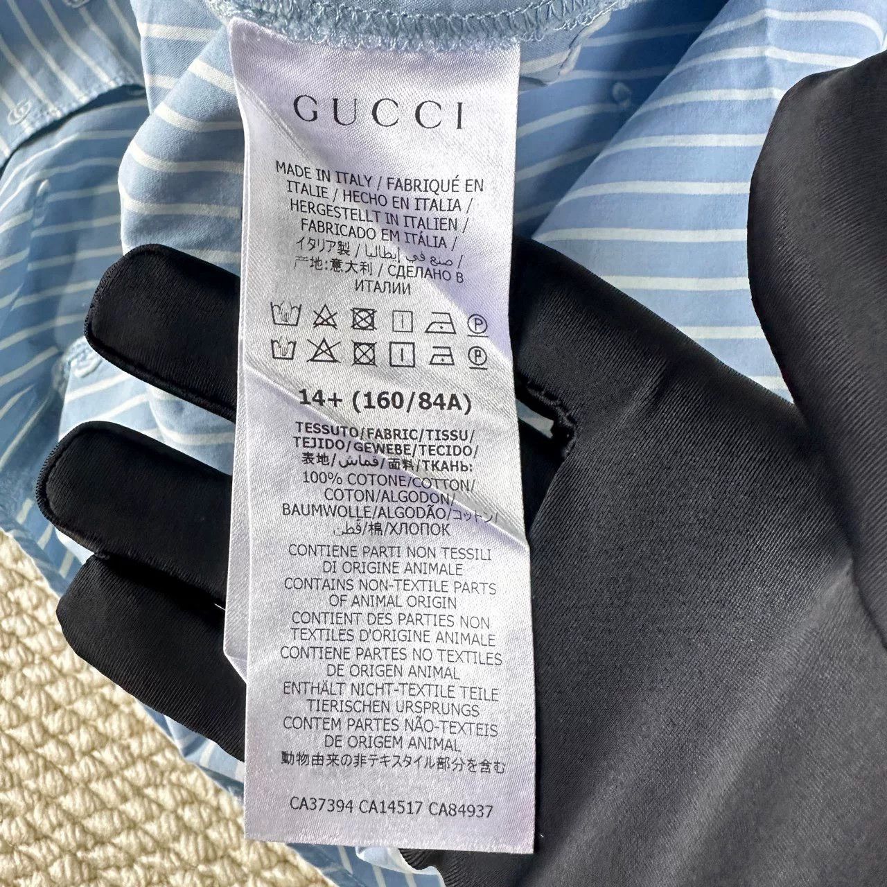 Gucci Gucci Blue Logo Striped Long-Sleeve Shirt Size M / US 6-8 / IT 42-44 - 4 Thumbnail