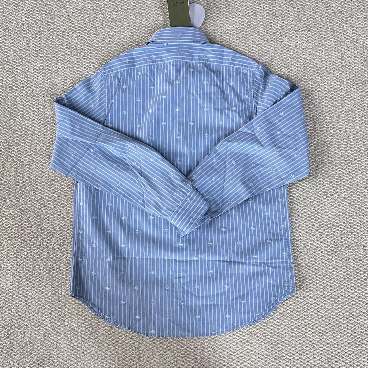 Gucci Gucci Blue Logo Striped Long-Sleeve Shirt Size M / US 6-8 / IT 42-44 - 2 Thumbnail