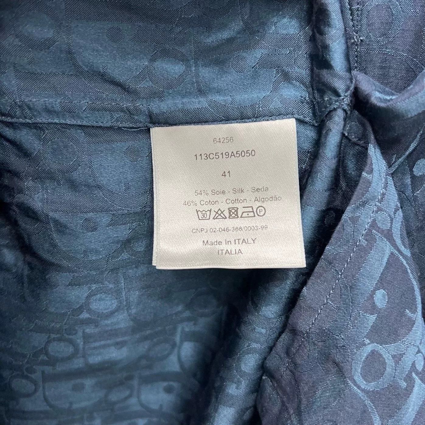 Dior Dior Silk Deep Blue Monogram Short Sleeve Shirt Size US M / EU 48-50 / 2 - 6 Thumbnail