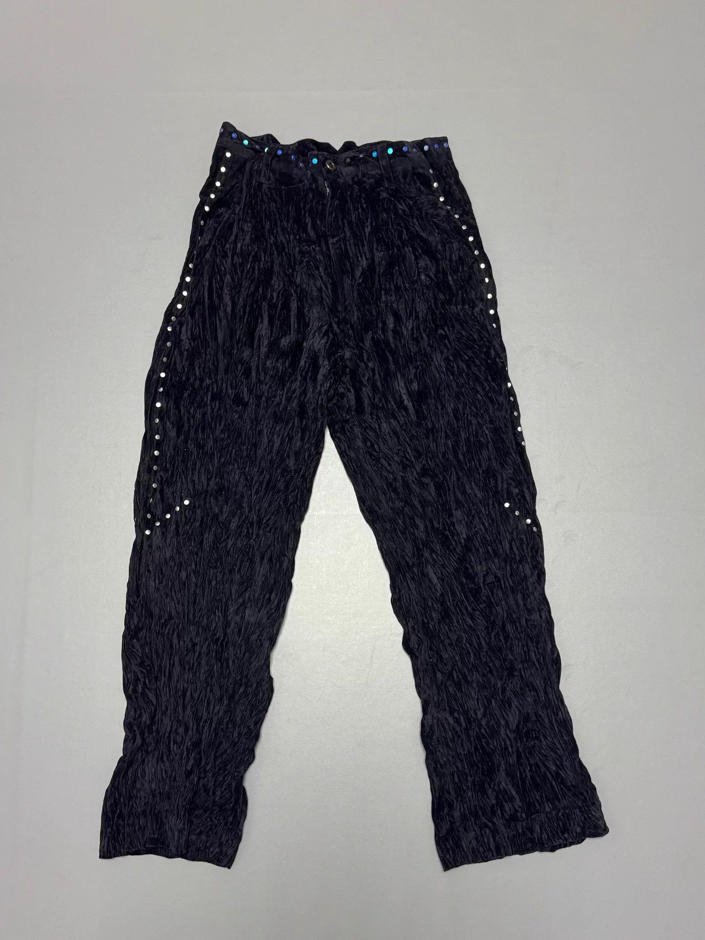 Issey Miyake Black Textured Pants with Studded Belt Detail Size US 32 / EU 48 - 5 Thumbnail
