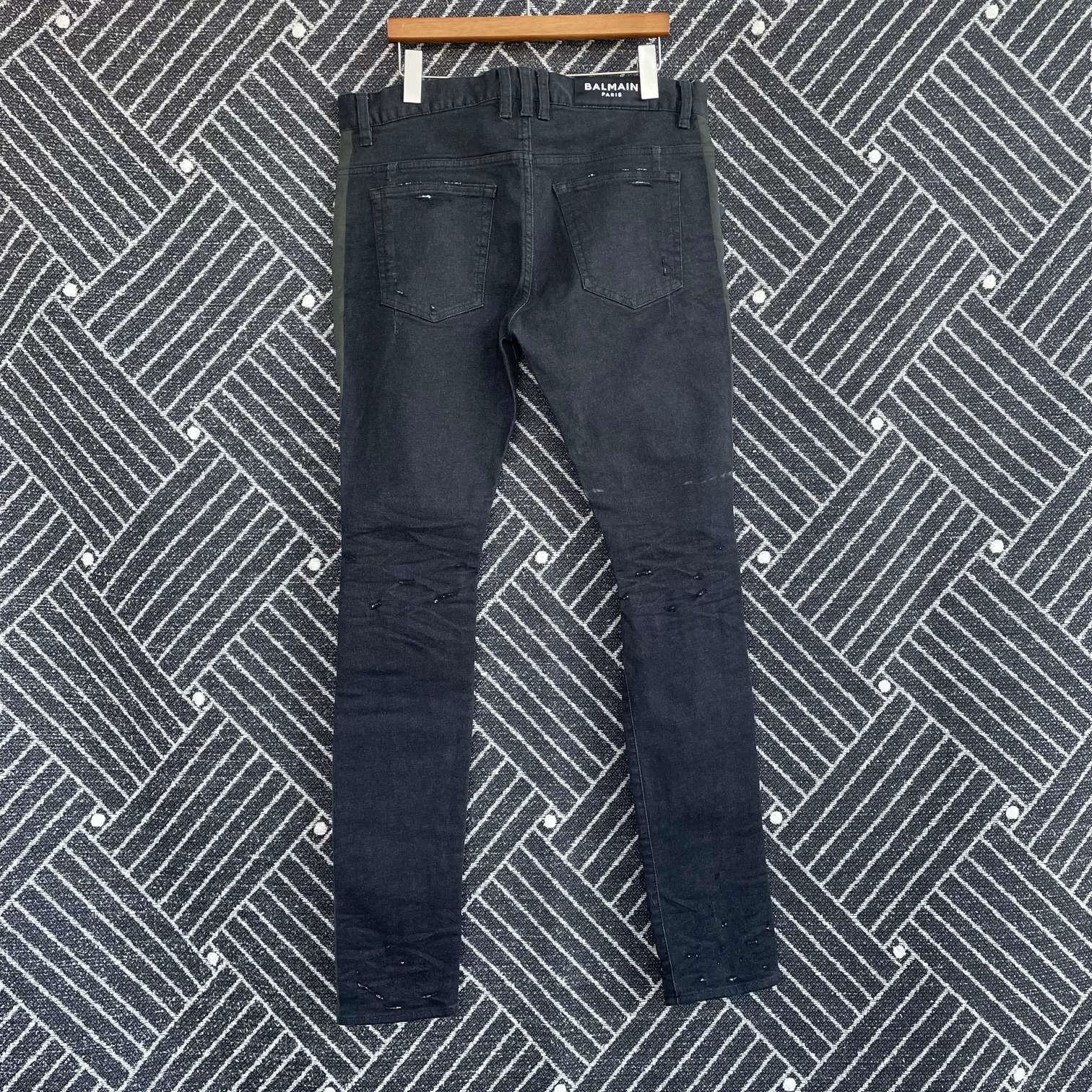 Balenciaga Distressed Black Denim Pants with Side Stripes Size US 32 / EU 48 - 2 Thumbnail