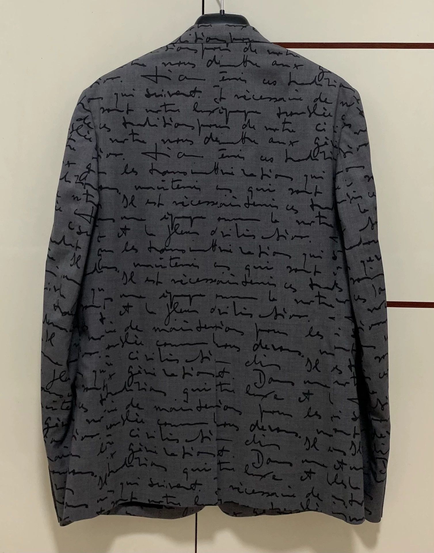 Dior Gray Handwriting Print Blazer Size US M / EU 48-50 / 2 - 2 Thumbnail