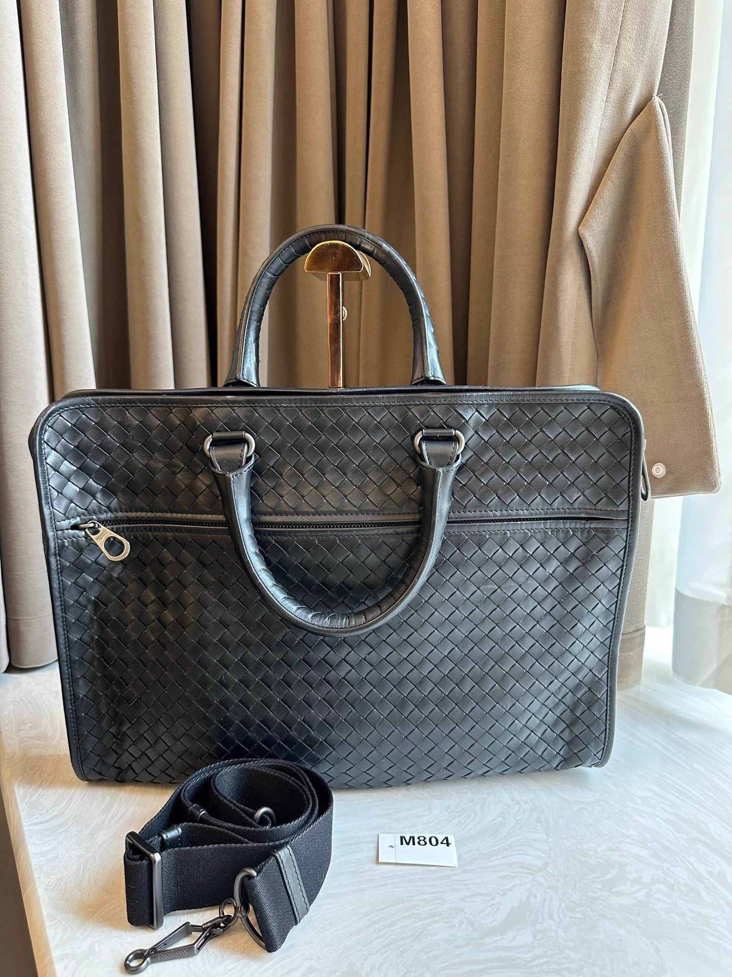 Bvlgari Black Woven Briefcase with Adjustable Strap Size ONE SIZE - 3 Thumbnail