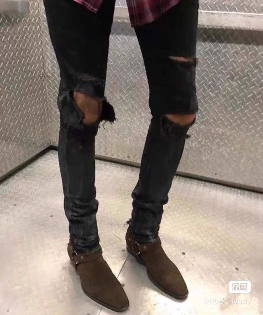Saint Laurent Paris Black Distressed Denim Jeans Size US 32 / EU 48 - 8 Thumbnail