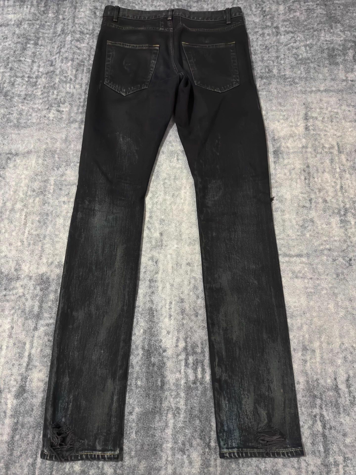 Saint Laurent Paris Black Distressed Denim Jeans Size US 32 / EU 48 - 2 Thumbnail