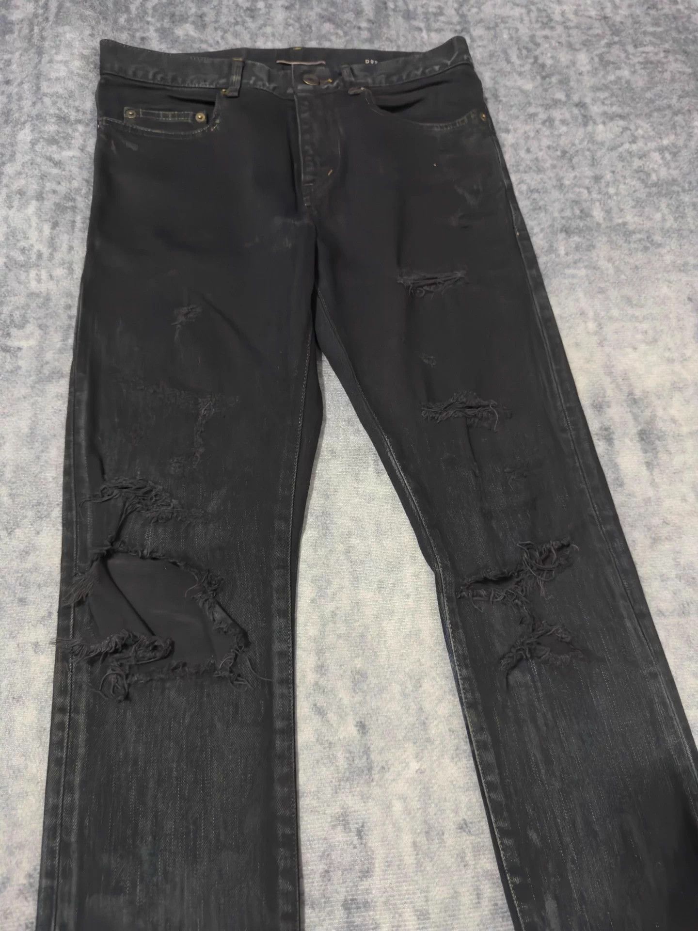 Saint Laurent Paris Black Distressed Denim Jeans Size US 32 / EU 48 - 3 Thumbnail