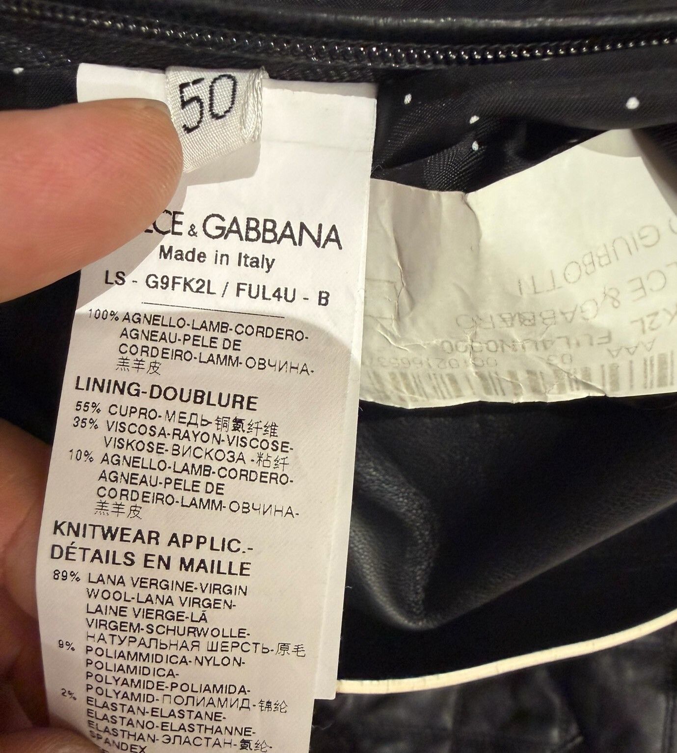 Dolce & Gabbana Dolce & Gabbana Lambskin Black Leather Jacket Size US M / EU 48-50 / 2 - 9 Thumbnail