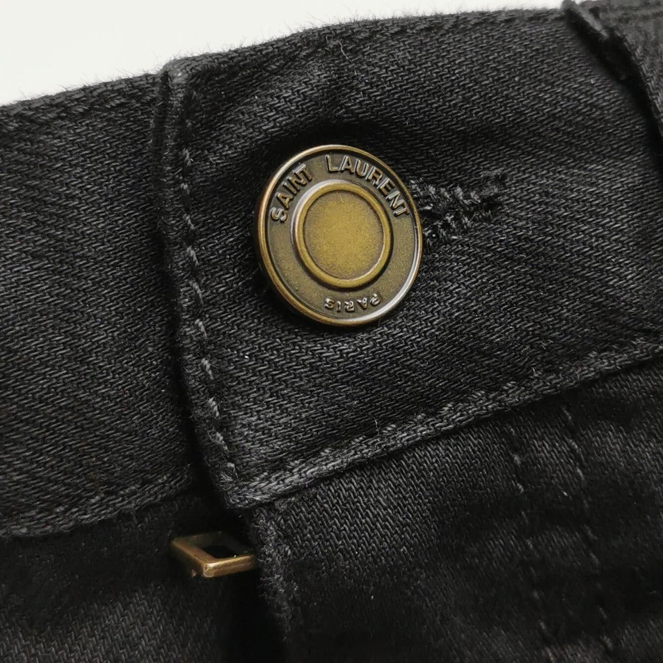 Saint Laurent Paris Saint Laurent Black Patterned Slim Jeans Size US 27 - 6 Thumbnail