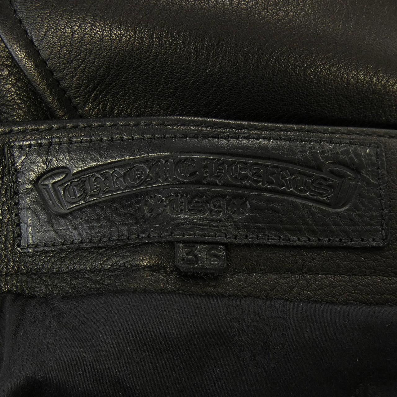 Chrome Hearts Chrome Hearts Chrome Hearts DEVIL DOG Calfskin Pants Leather Pants DUTY FREE for USA Size ONE SIZE - 4 Thumbnail