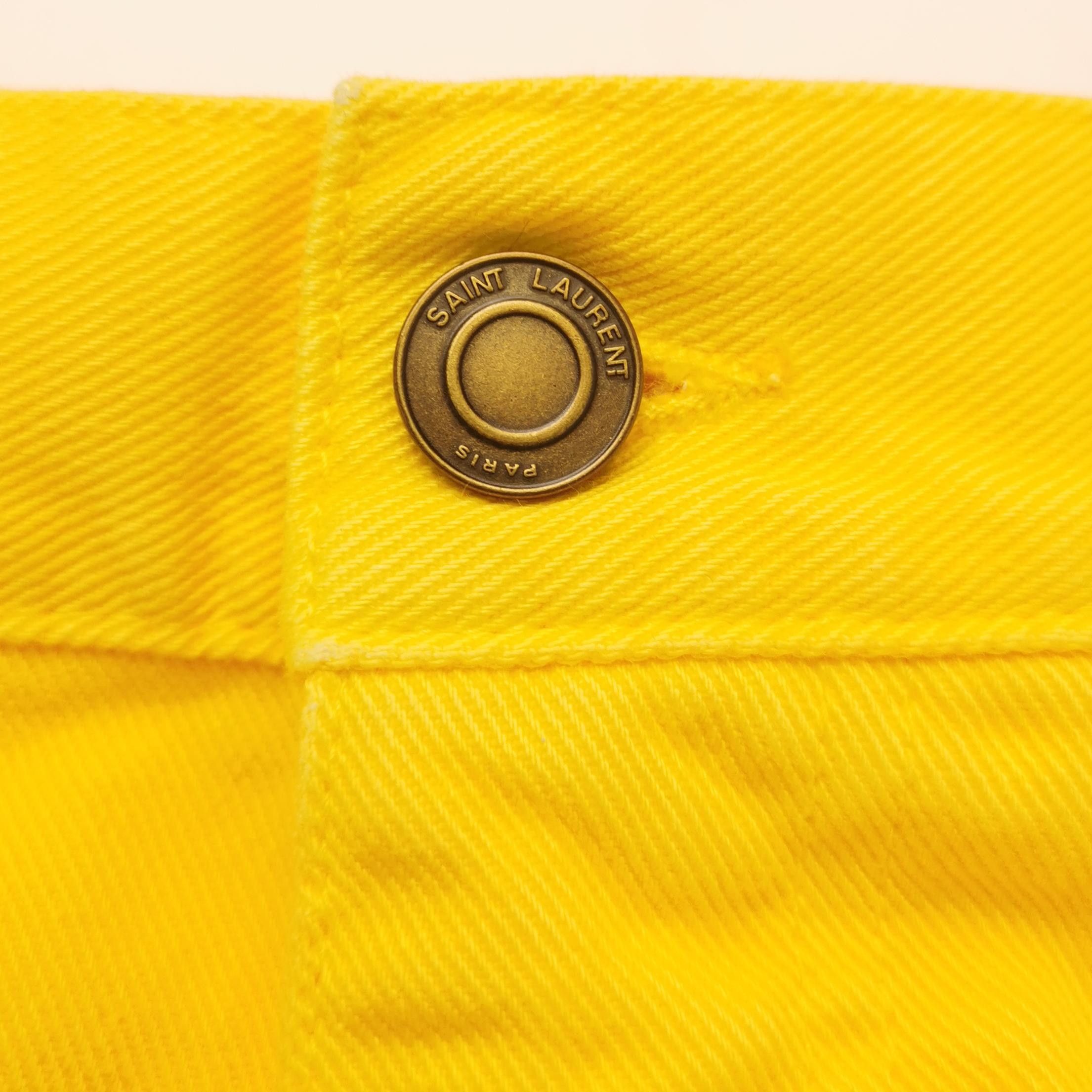 Saint Laurent Paris Saint Laurent Yellow Cotton Solid Shorts XL Size US 33 - 5 Thumbnail