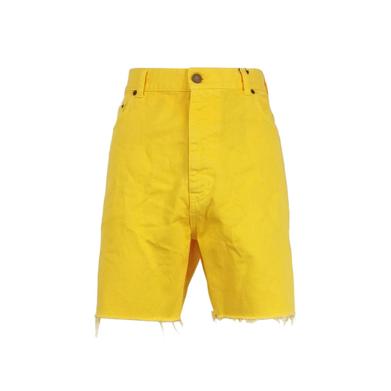 Saint Laurent Paris Saint Laurent Yellow Cotton Solid Shorts XL Size US 33 - 2 Thumbnail