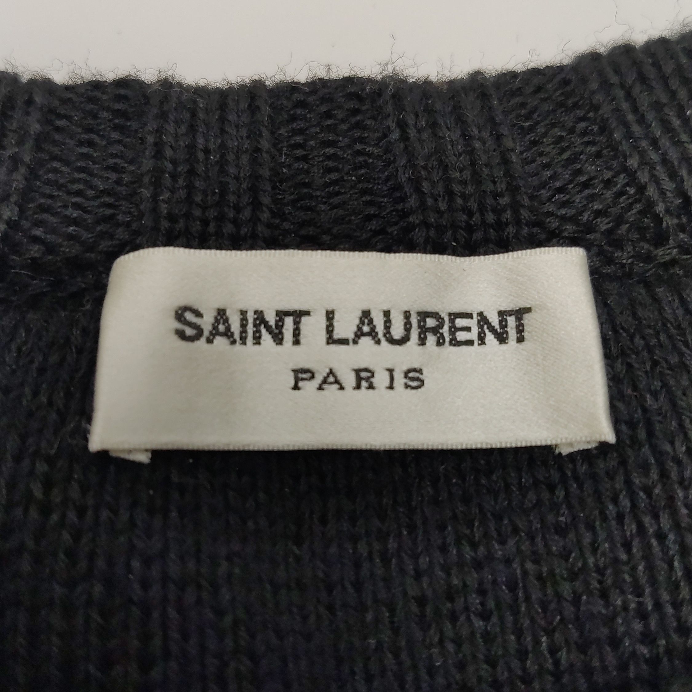 Saint Laurent Paris Saint Laurent M Black Silver Stripe Wool Sweater Size US M / EU 48-50 / 2 - 7 Thumbnail
