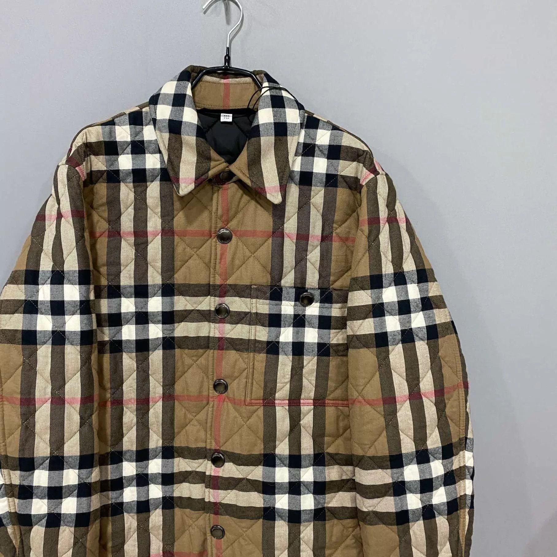 Burberry Beige Plaid Quilted Button-Up Jacket Size US XXS / EU 40 - 2 Thumbnail