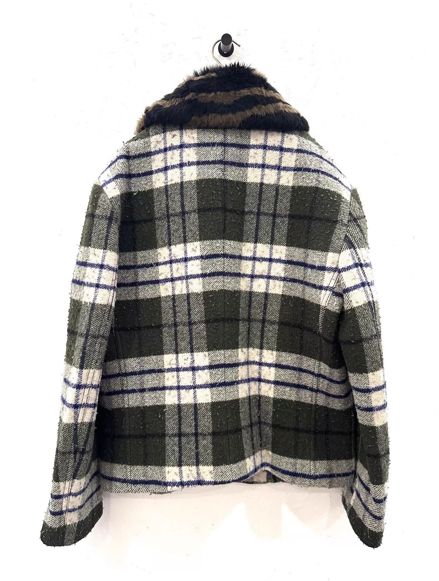 Bottega Veneta Plaid Pattern Jacket with Faux Fur Collar Size US L / EU 52-54 / 3 - 3 Thumbnail