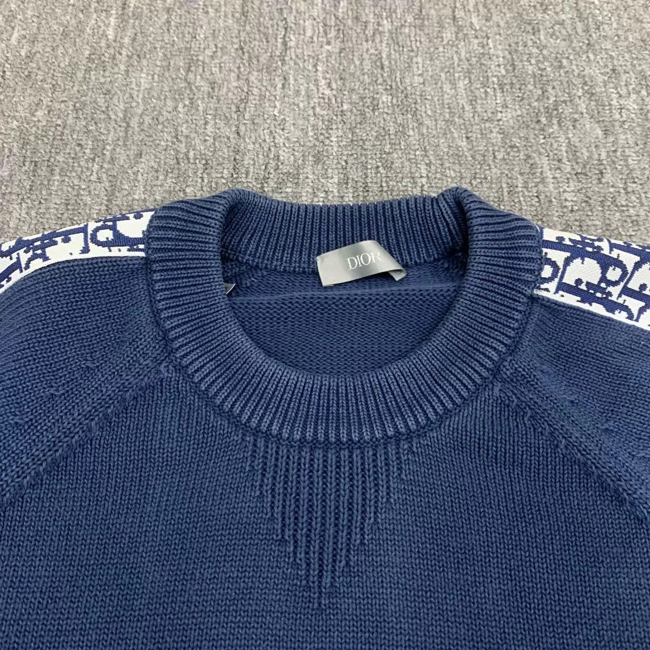 Dior Blue Long Sleeve Sweater with Patterned Sleeves Size US M / EU 48-50 / 2 - 6 Thumbnail