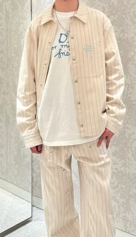 Dior Beige Striped Long Sleeve Button-Up Shirt Size US S / EU 44-46 / 1 - 9 Thumbnail